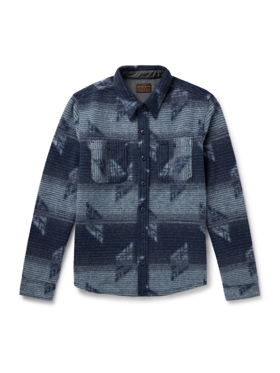 Rrl Roland Brushed-jacquard Shirt In Blue