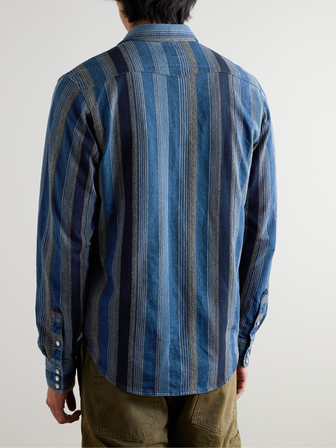 RRL STRIPED COTTON-JACQUARD WESTERN SHIRT