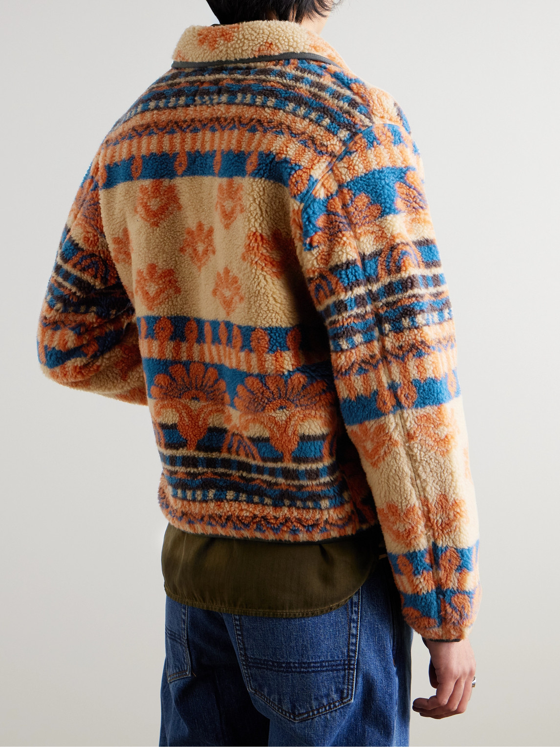 Rrl Bryn Wool-blend Fleece-jacquard Jacket In Orange | ModeSens