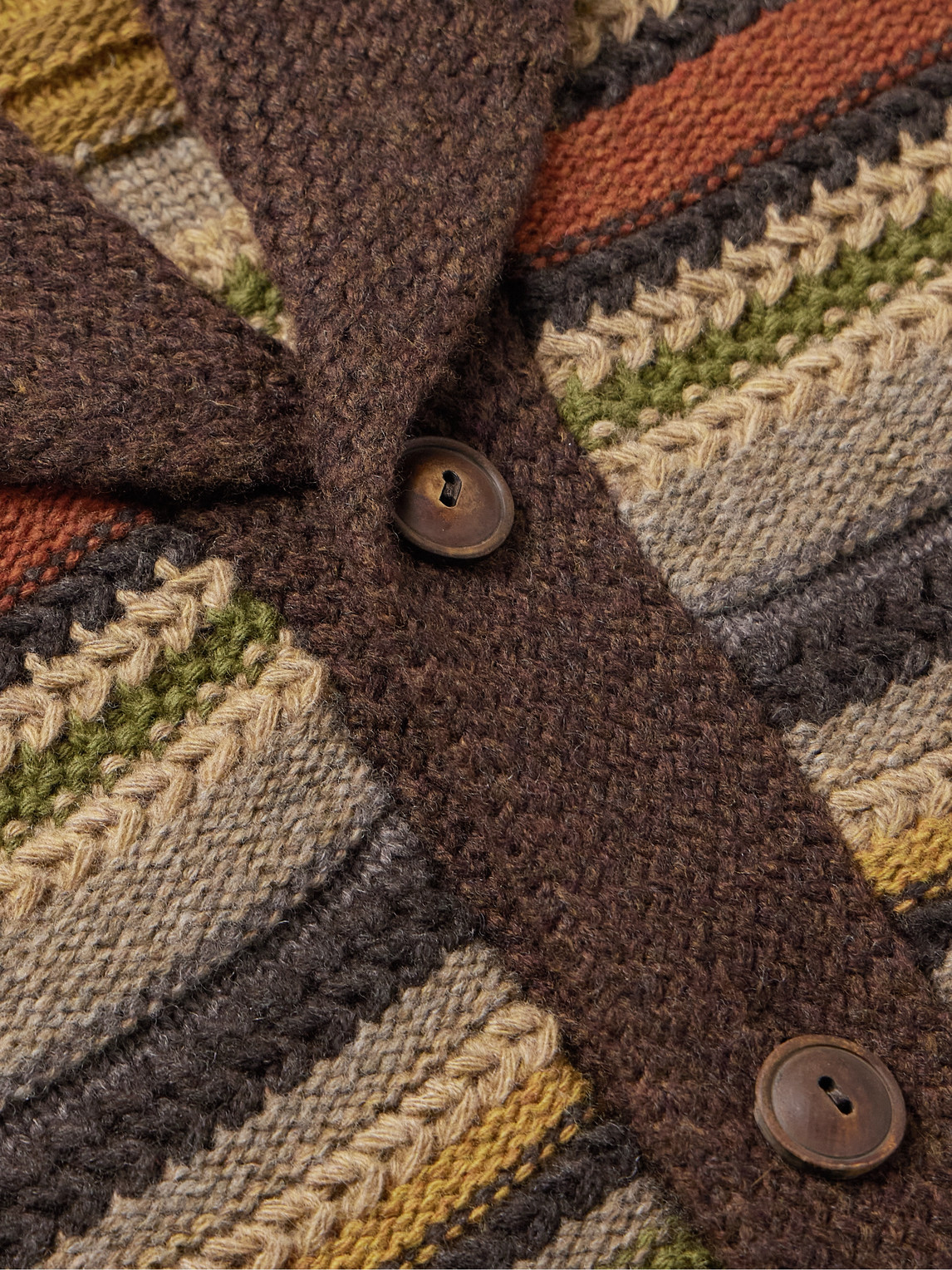 Rrl Shawl-collar Striped Wool Cardigan In Multi