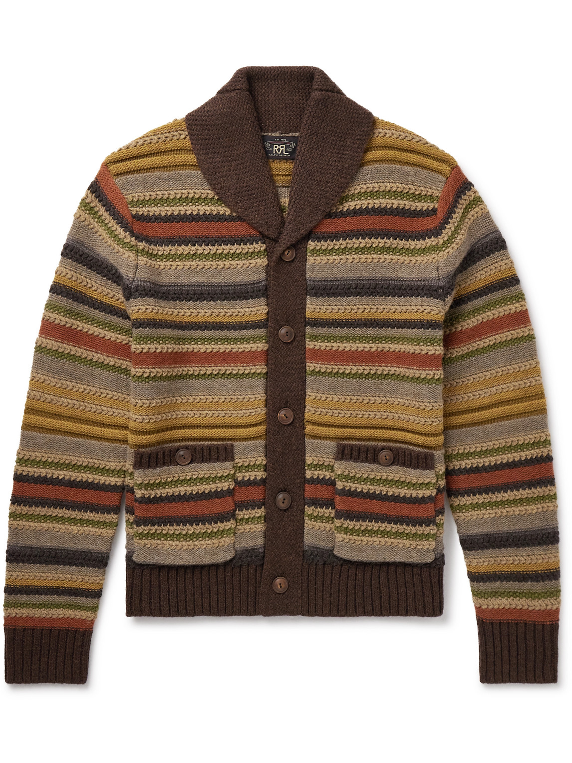 Rrl Shawl-collar Striped Wool Cardigan In Multi