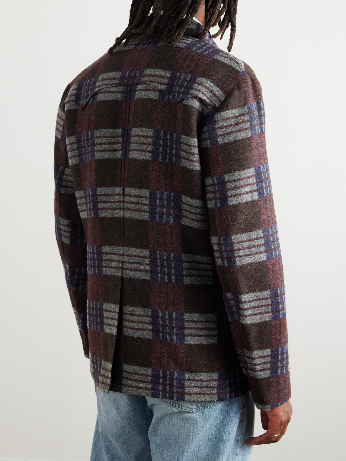 Shop Rrl Welston Checked Wool And Cotton-blend Blazer In Brown