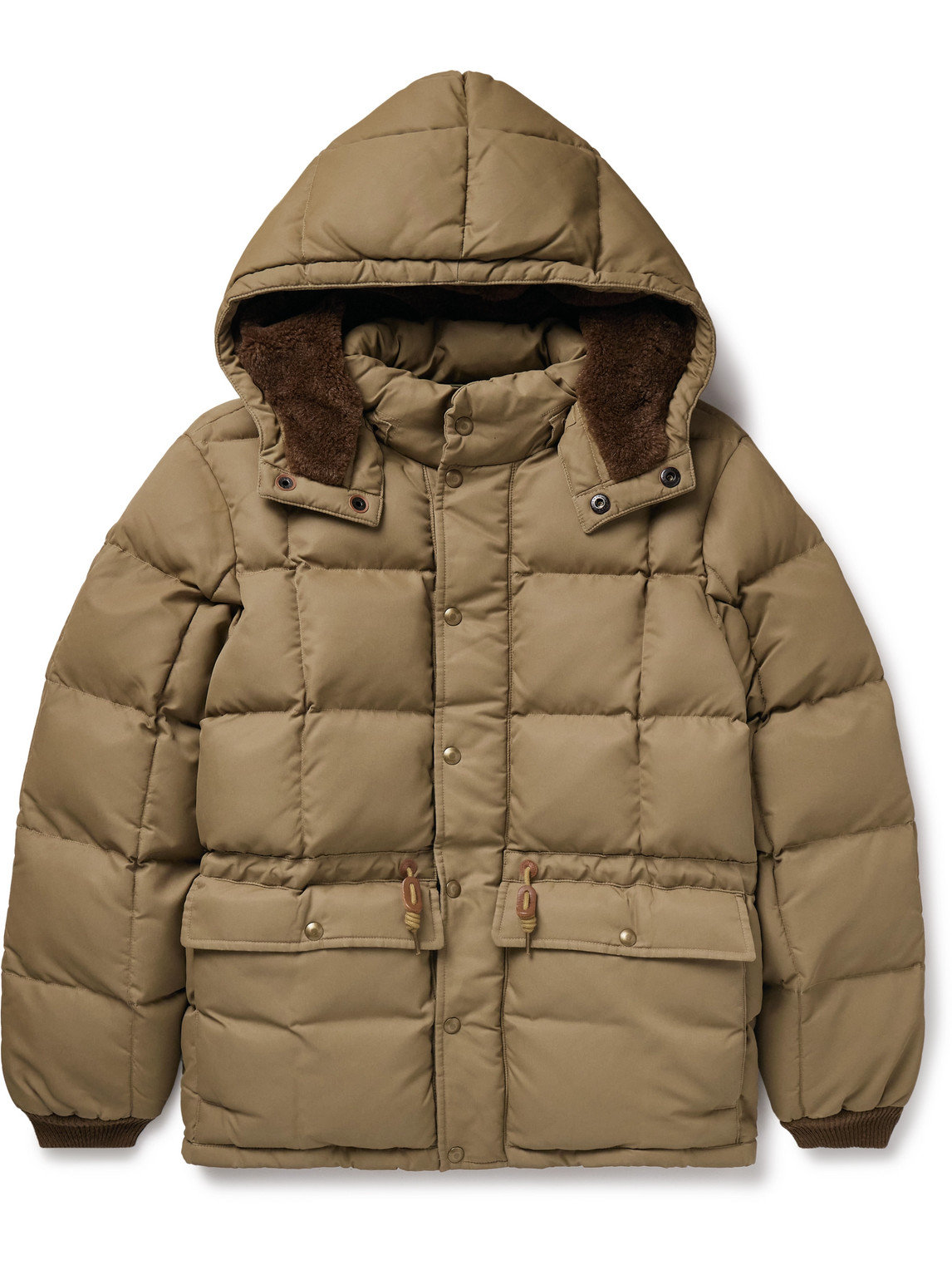 Rrl Ellis Quilted Padded Shell Hooded Jacket In Brown