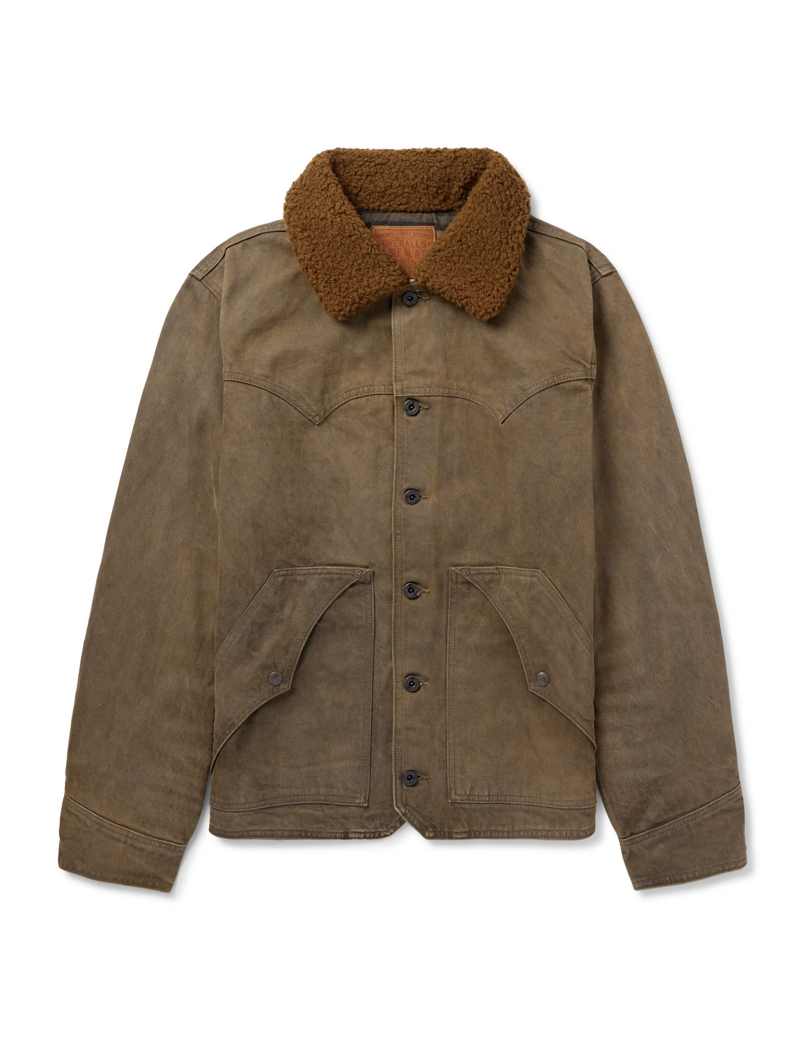 Rrl Shearling-trimmed Denim Jacket In Brown