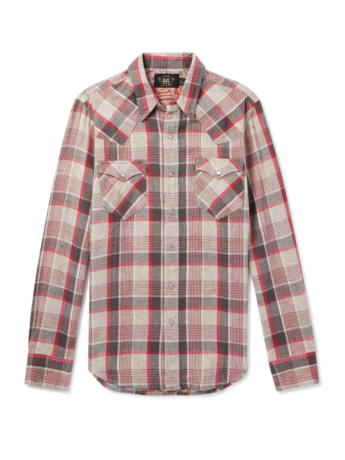 Rrl Buffalo Checked Cotton-flannel Shirt In Red