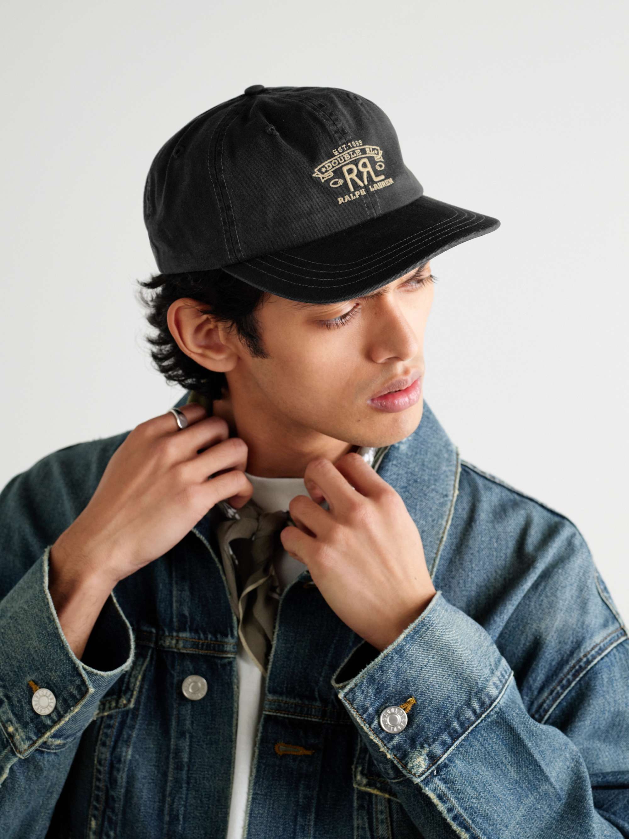 帽子 RRL Ranch Logo Twill Ball Cap BLACK RRL Black 'RRL' Ranch Logo Twill Ball Cap RRL