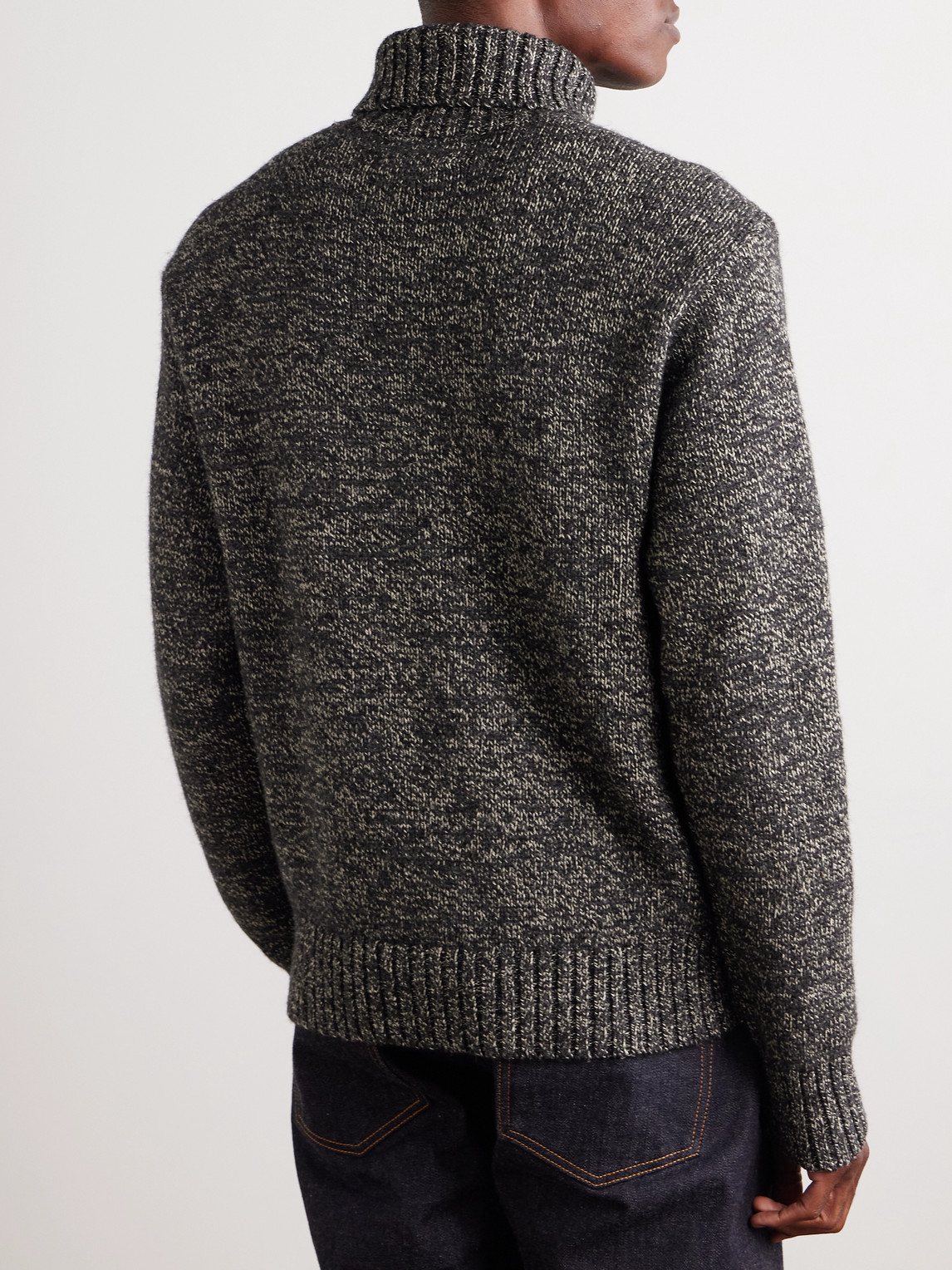 Rrl Wool, Cotton And Linen-blend Rollneck Sweater In Gray