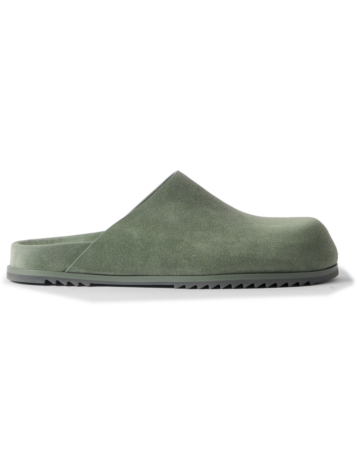 Rick Owens Granola Suede Mules In Green