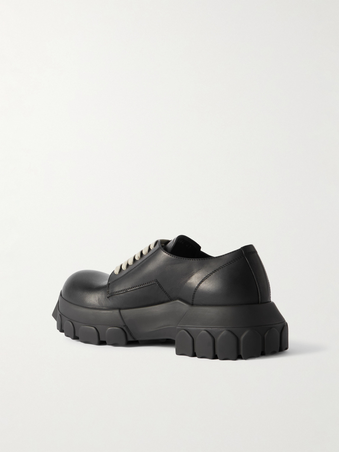 Rick Owens Mens Black Bozo Tractor Platform Leather Oxford Shoes In Black