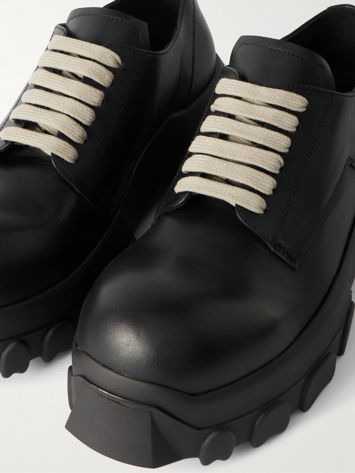 Rick Owens Mens Black Bozo Tractor Platform Leather Oxford Shoes In Black