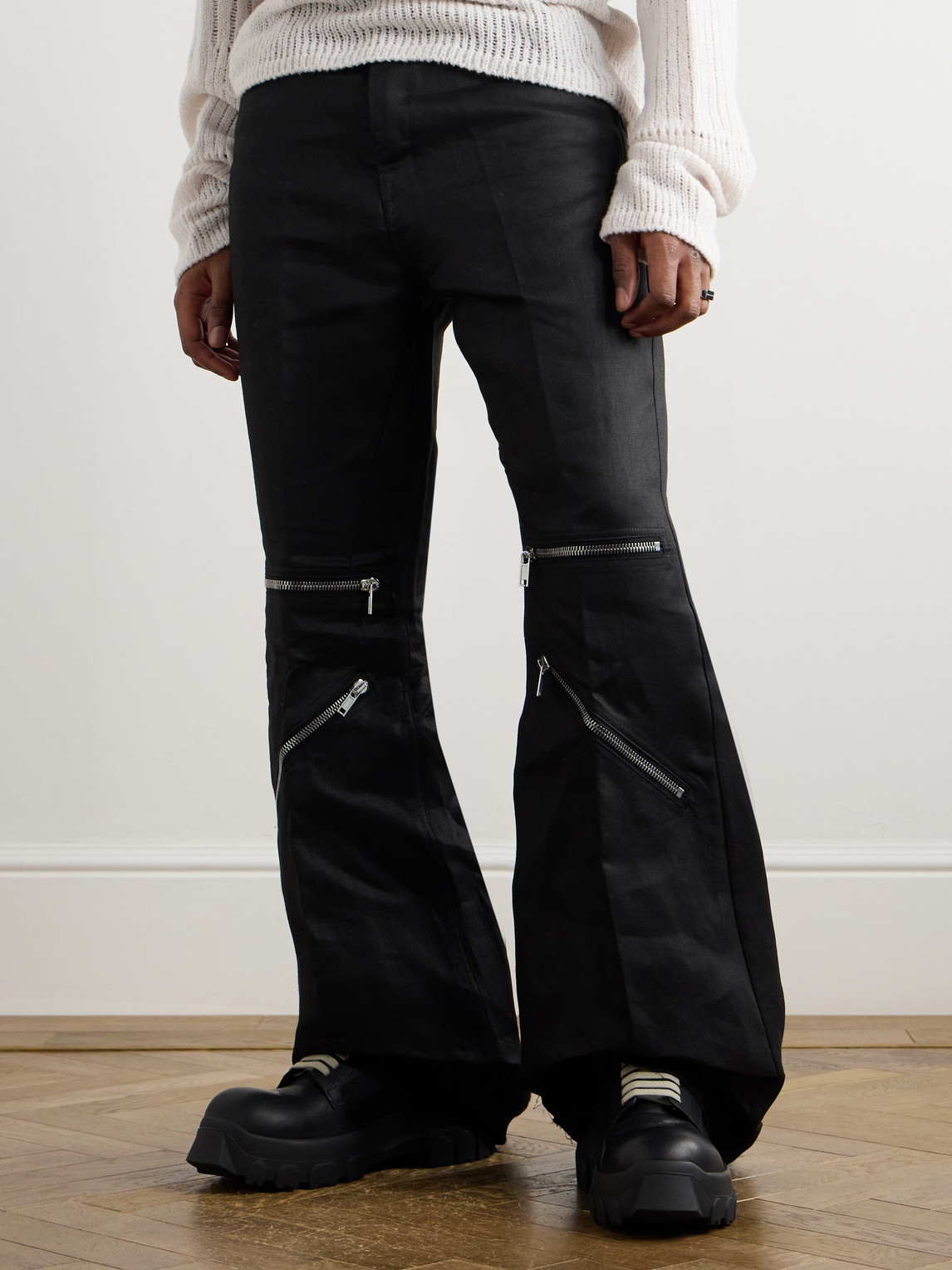 Rick Owens Mens Black Bozo Tractor Platform Leather Oxford Shoes In Black
