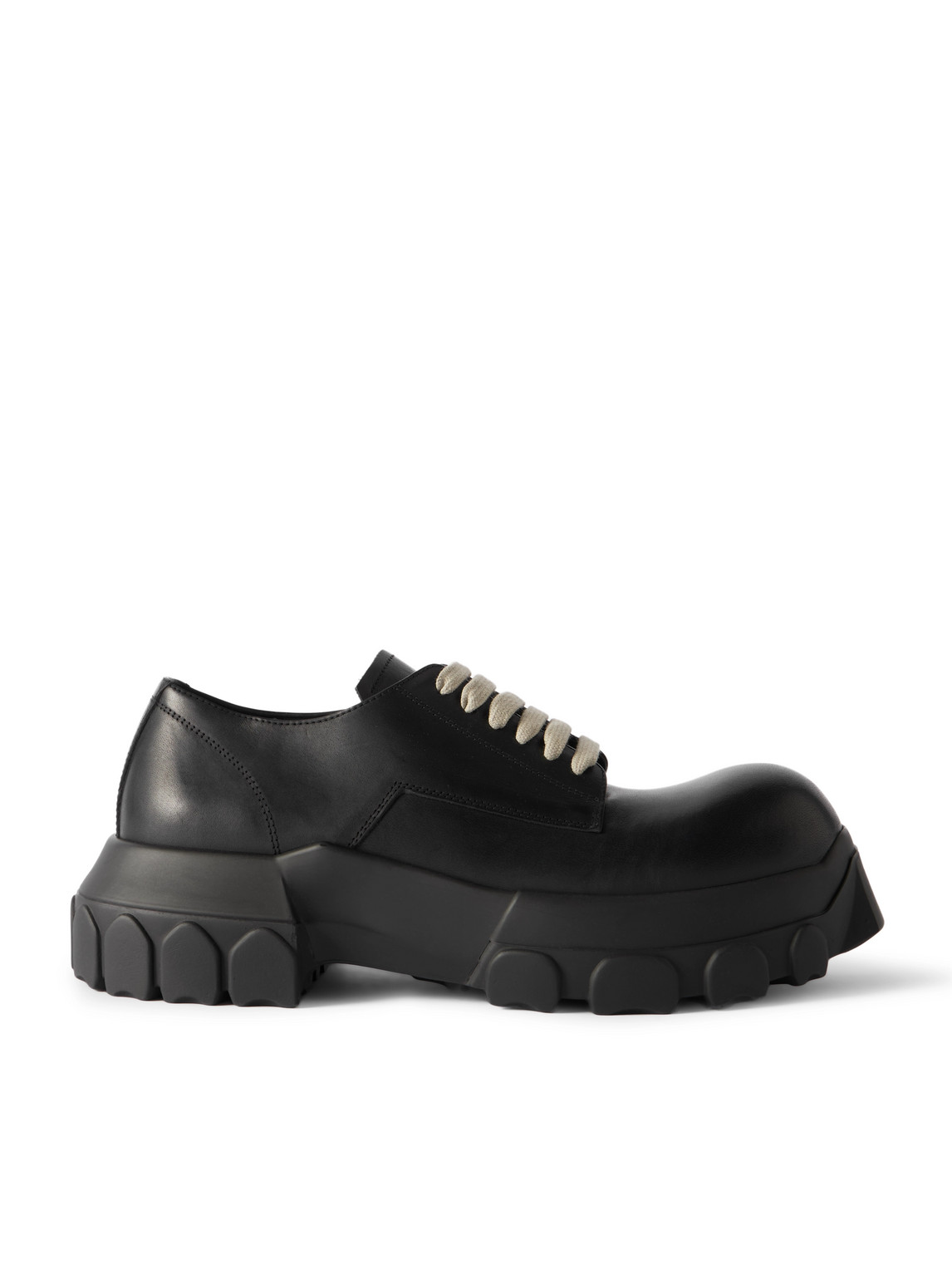 Rick Owens Bozo Tractor Leather Derby Shoes In Black