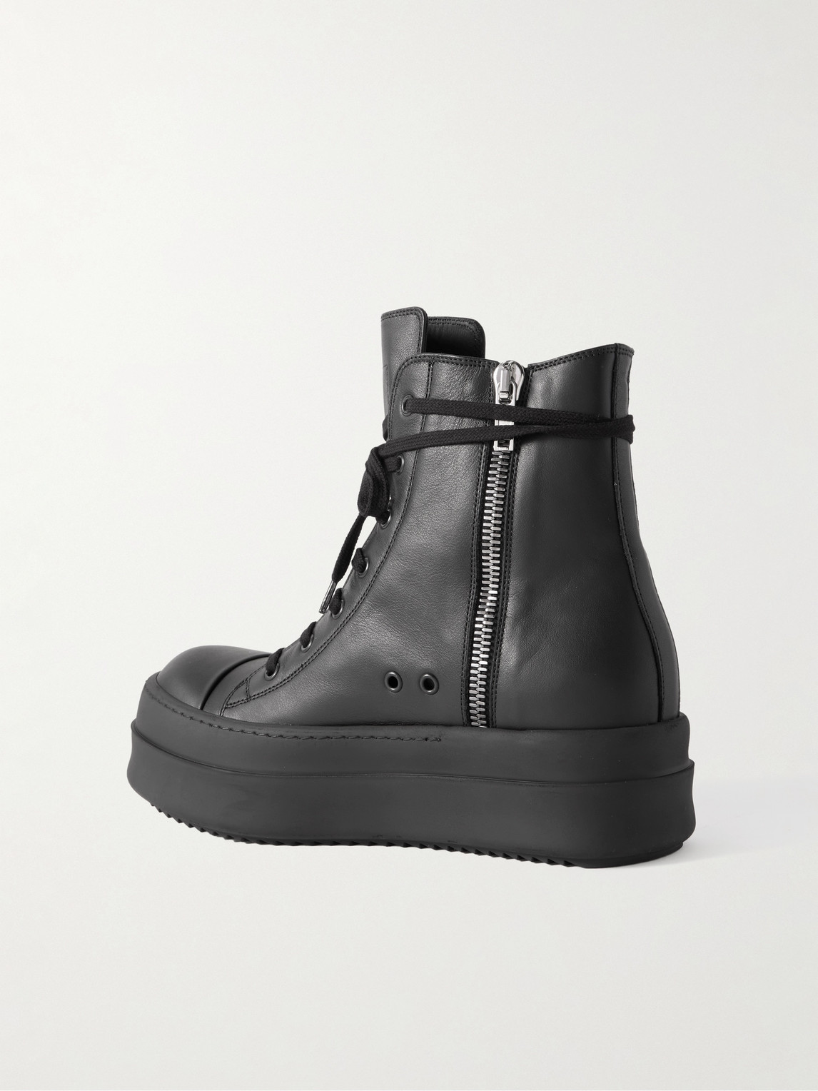 Rick Owens Mega Bumper Leather High-top Sneakers In Black