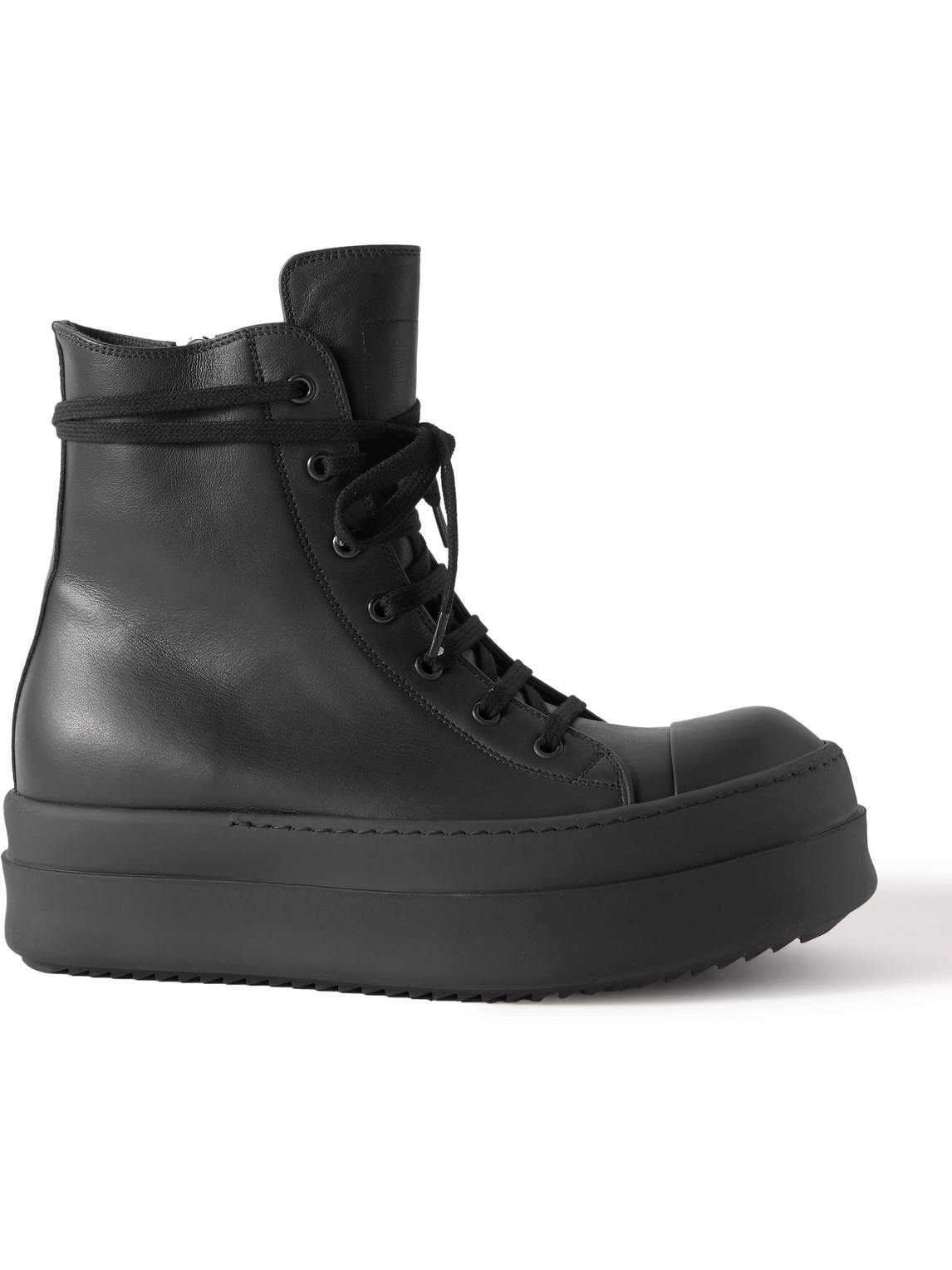 Rick Owens Mega Bumper Leather High-top Trainers In Black