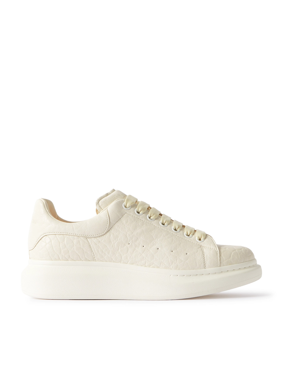 Alexander Mcqueen Exaggerated-sole Textured-leather Trainers In Black
