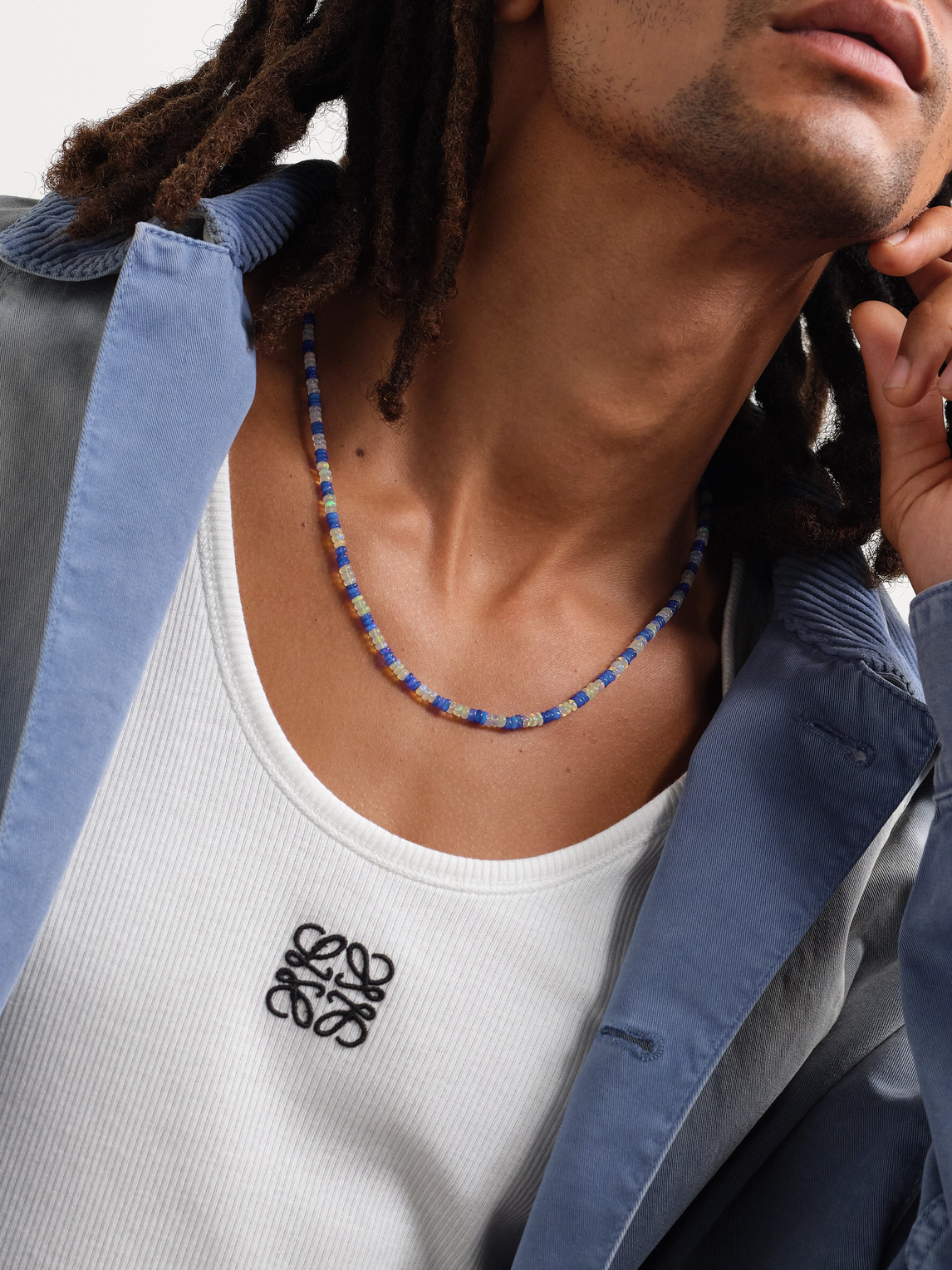 Jia Jia Gold Opal Beaded Necklace In Blue