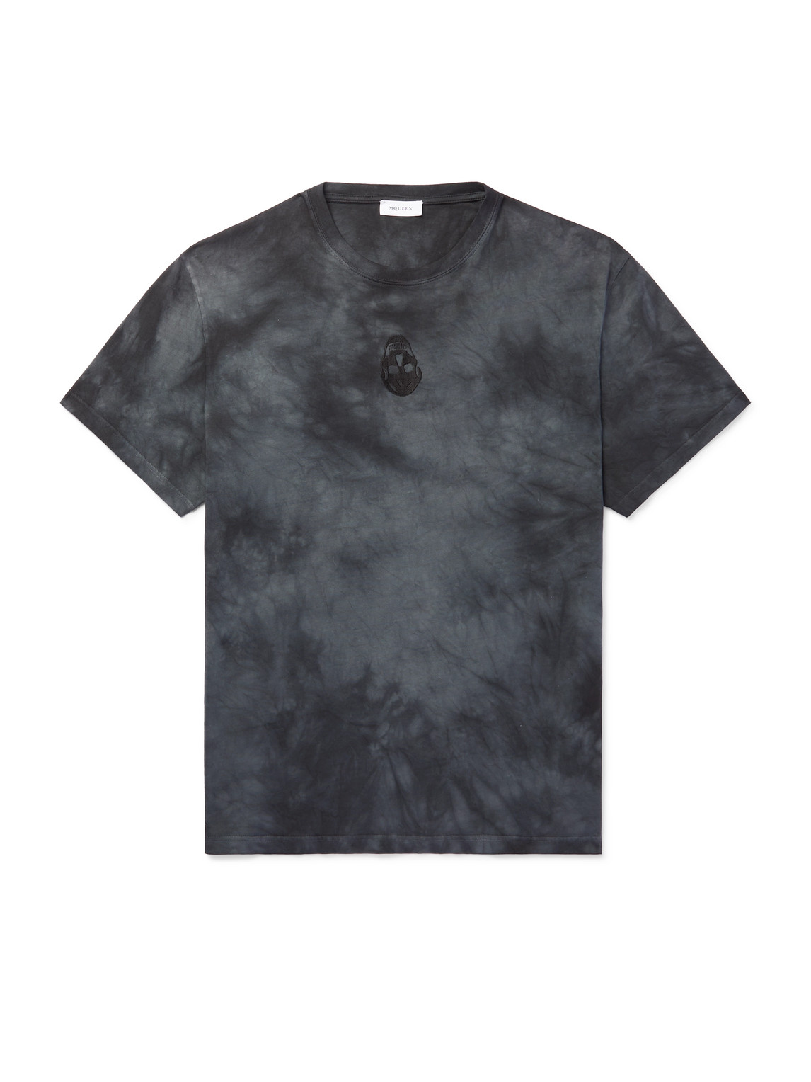 Alexander Mcqueen Skull Embroidered Tie-dye T-shirt In Black