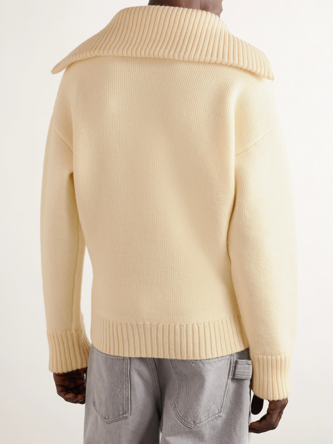  Bottega Veneta - Shawl-collar Wool Sweater - Men - Neutrals - M 