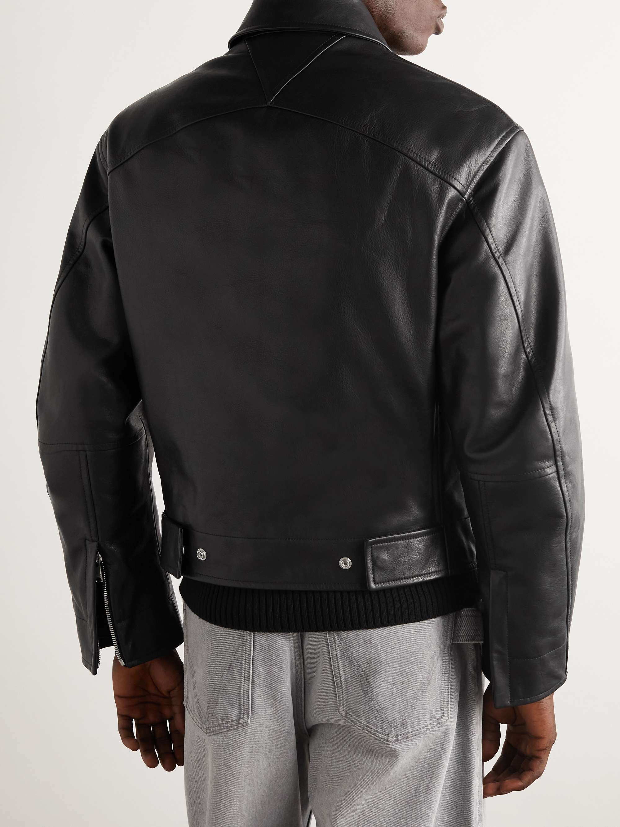 Black Textured-Leather Blouson Jacket | BOTTEGA VENETA | MR