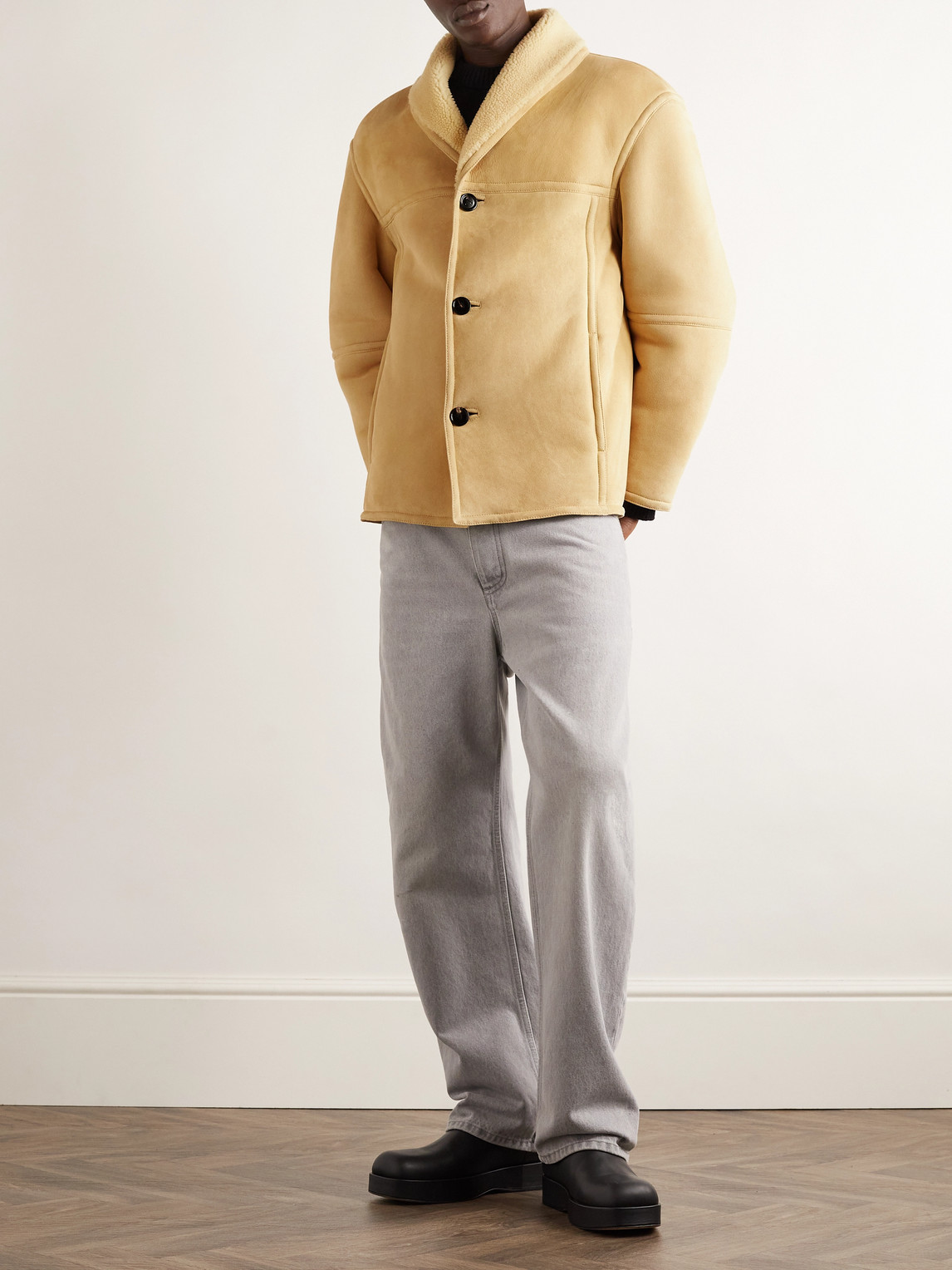 Shawl-Collar Shearling Jacket — 2