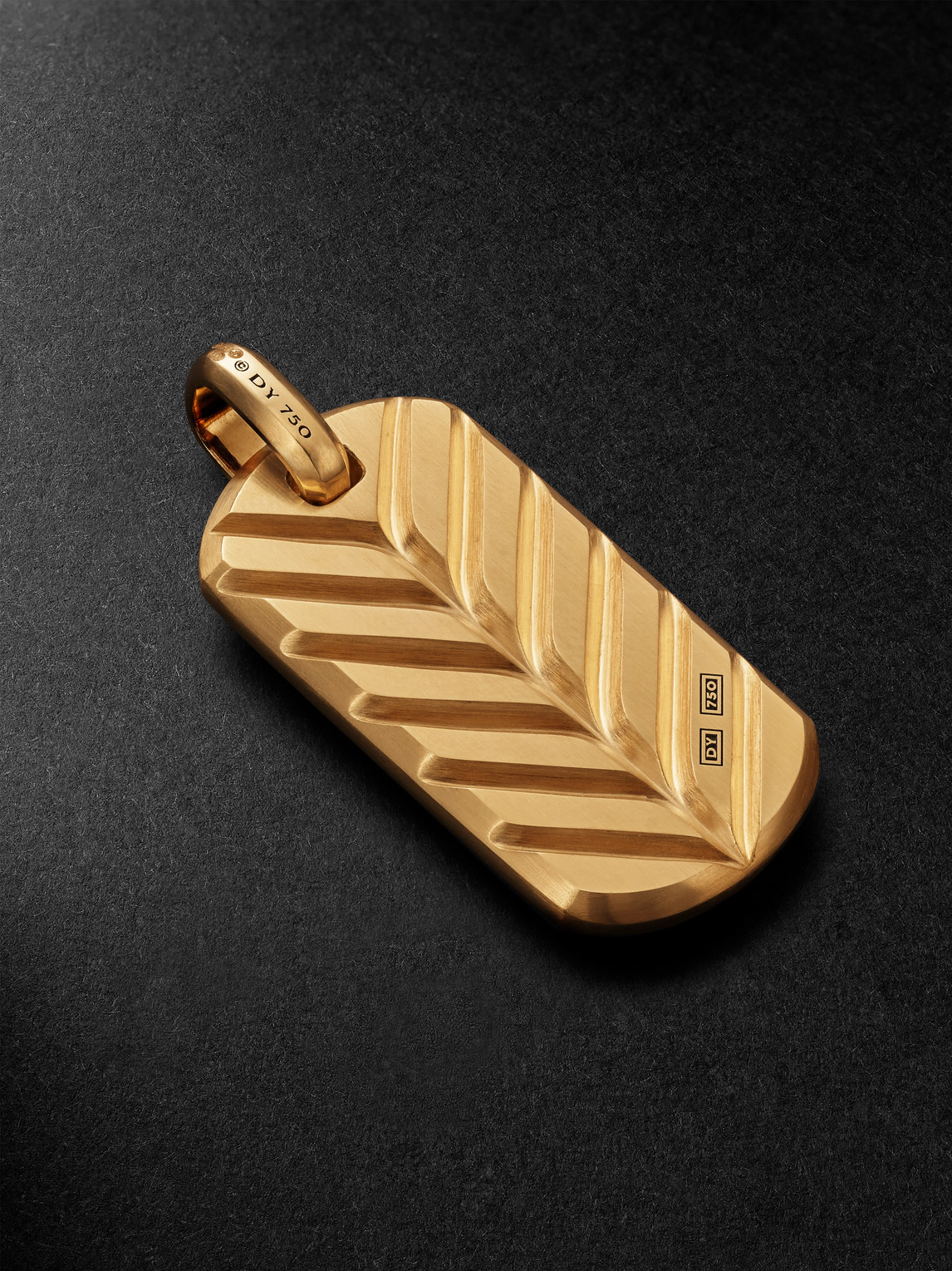 David Yurman Chevron Tag Brushed 18-karat Gold Pendant In Gold