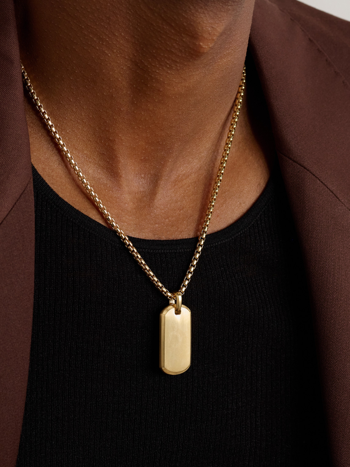 David Yurman Chevron Tag Brushed 18-karat Gold Pendant In Gold