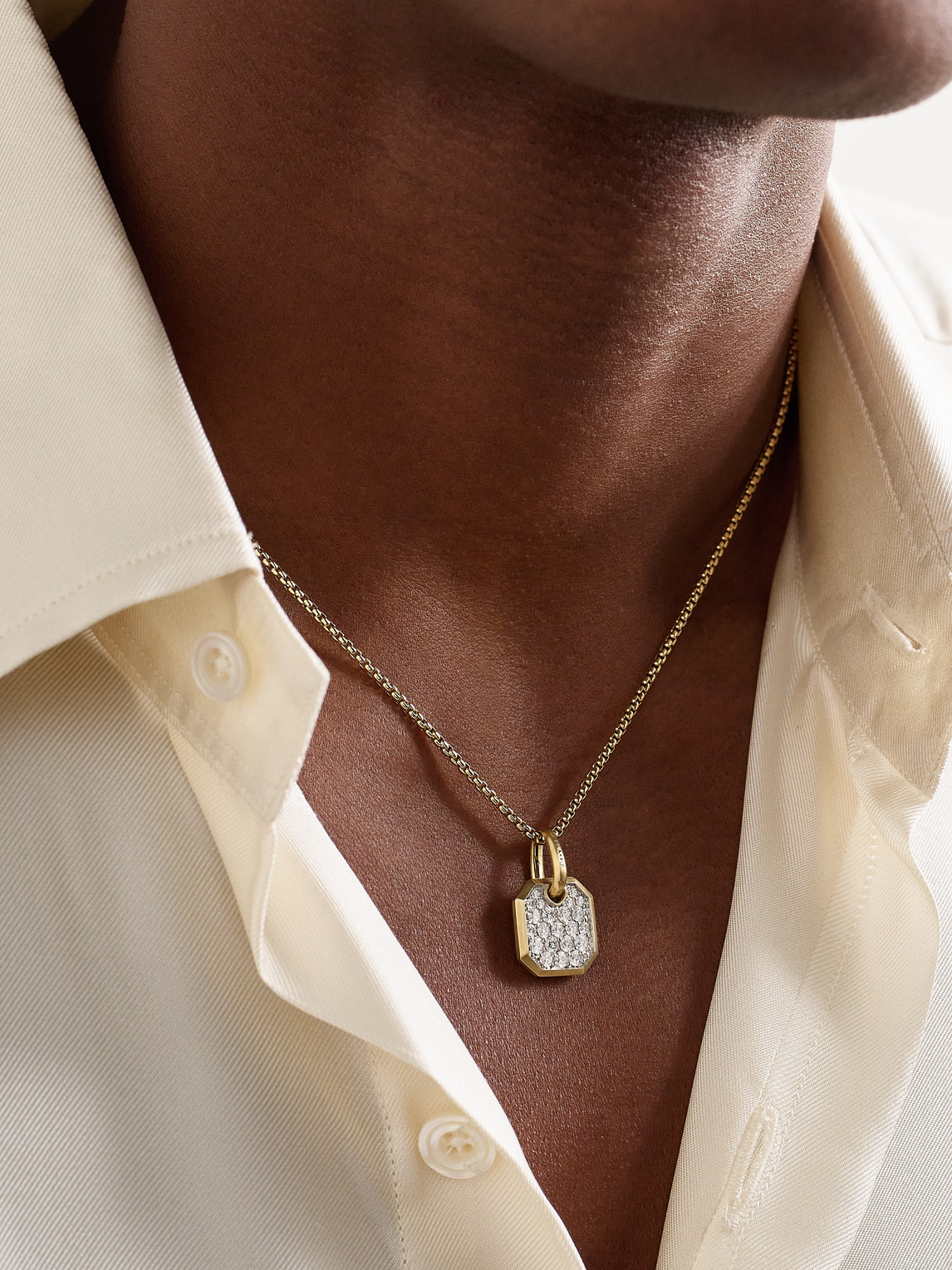 David Yurman Octagonal Amulet 18-karat Gold Diamond Pendant In Gold