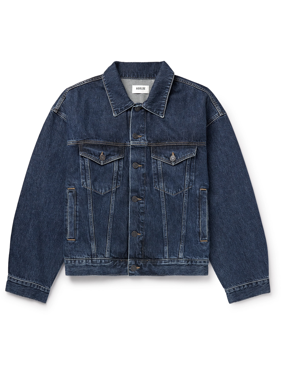 Agolde Blue Jacket With Vintage Effect In Blue