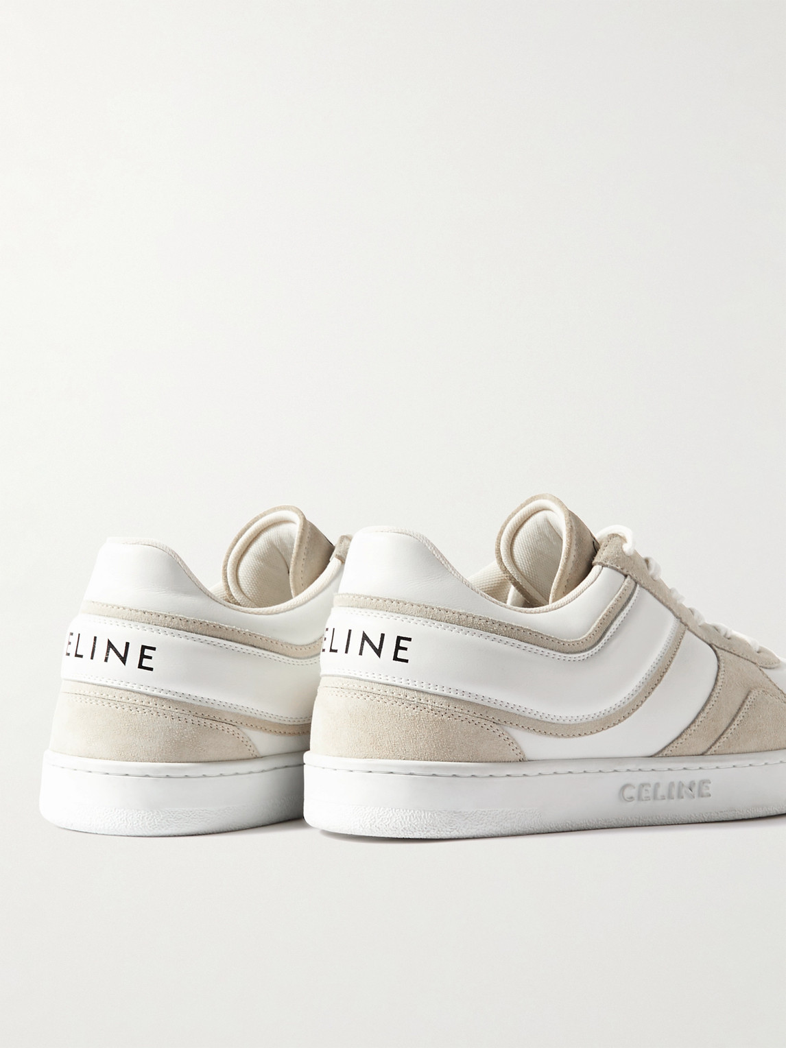 Celine Suede-trimmed Leather Sneakers In Brown