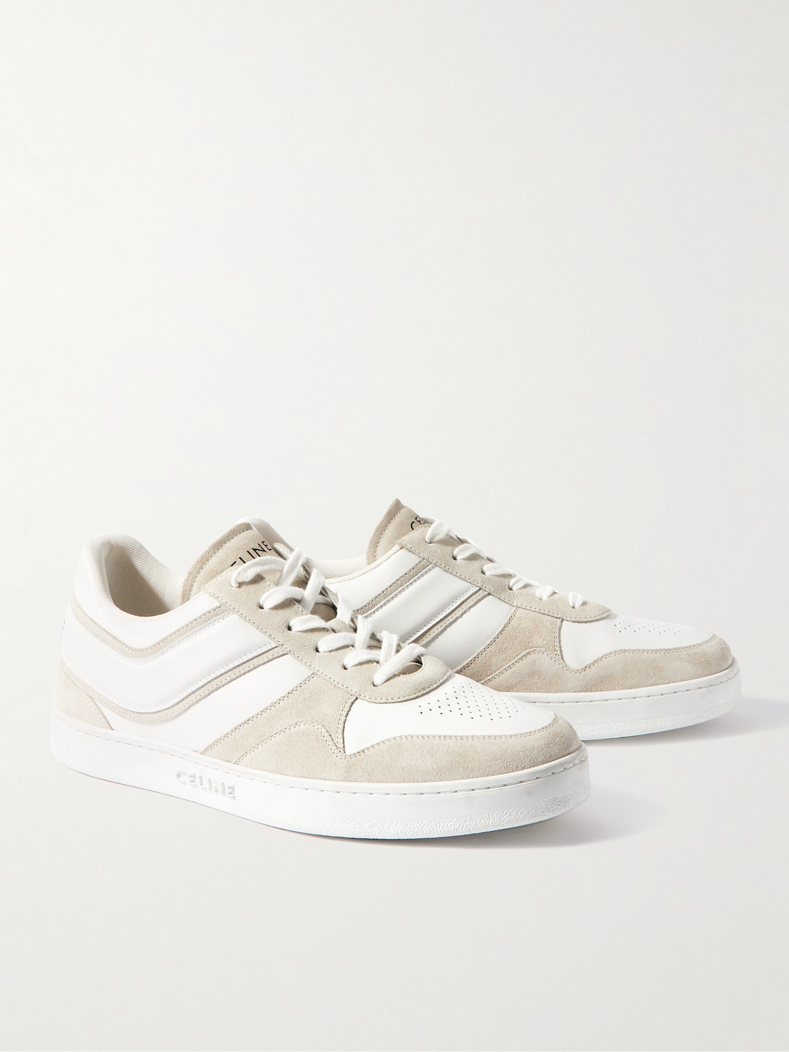 Celine Suede-trimmed Leather Sneakers In Brown