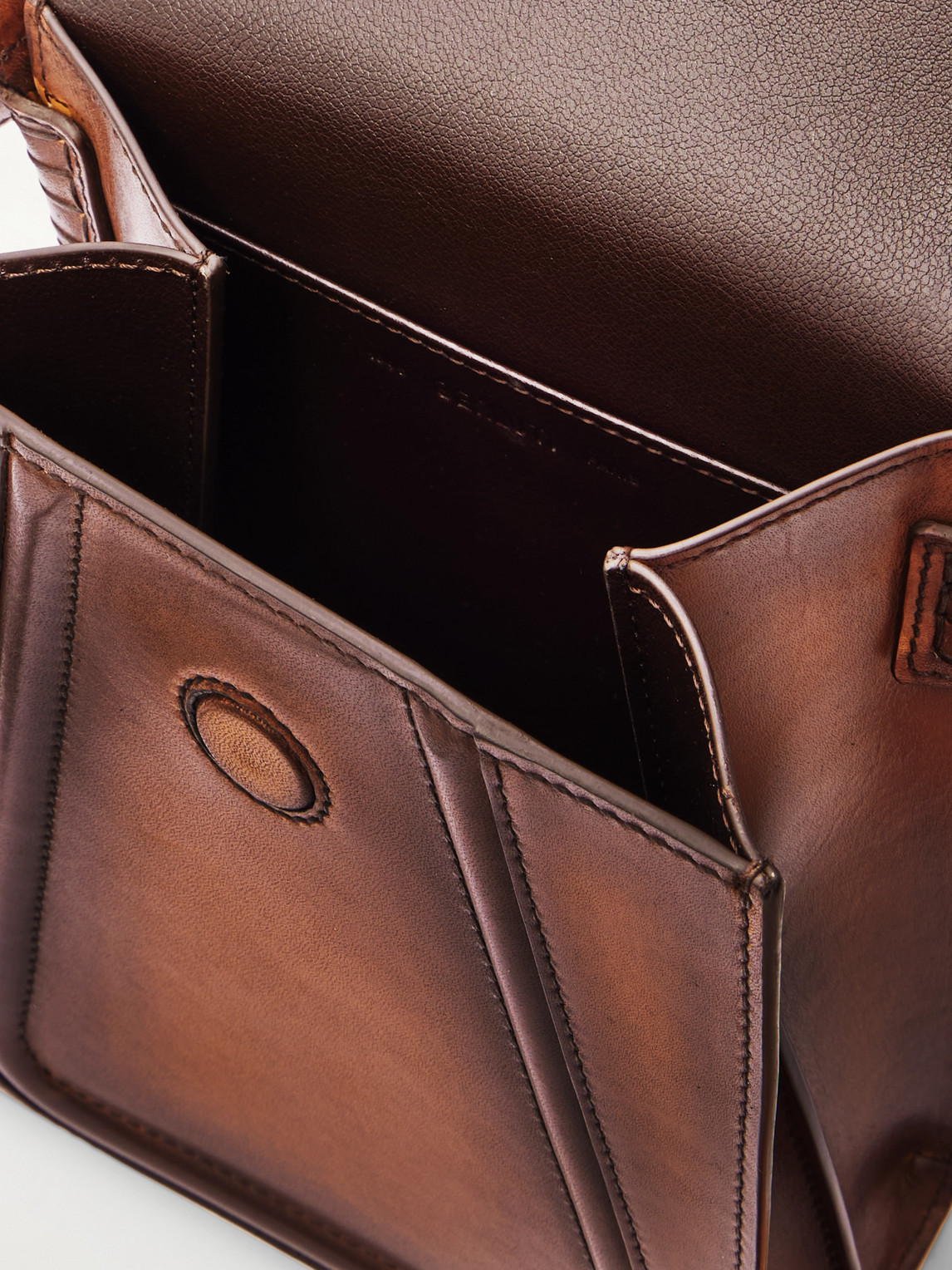 Berluti Andy Venezia Leather Phone Pouch In Brown
