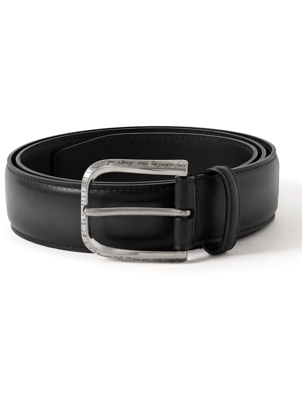 Berluti 3.5cm Scritto Venezia Leather Belt In Black