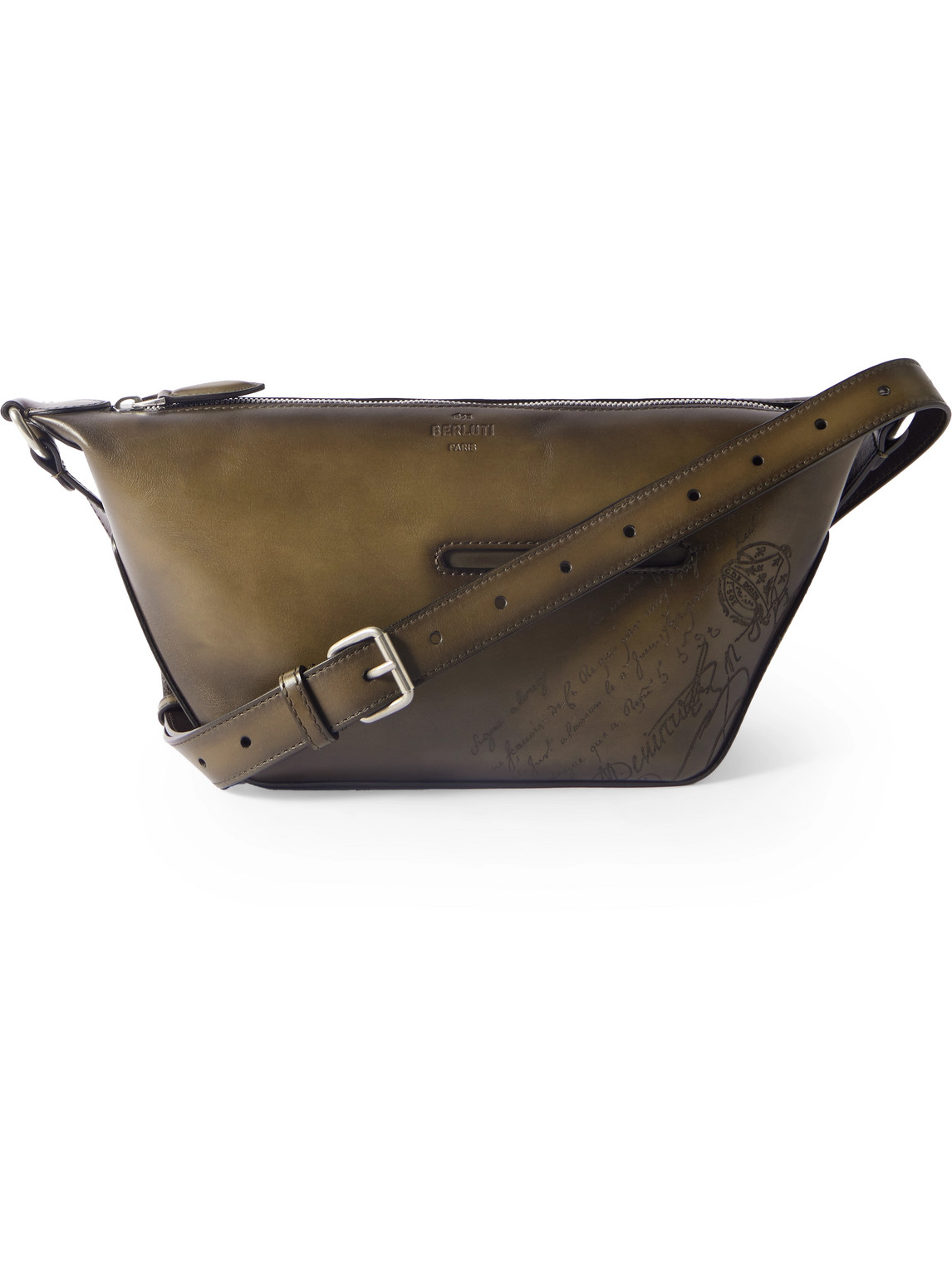 Berluti Toujours Scritto Venezia Leather Messenger Bag In Brown