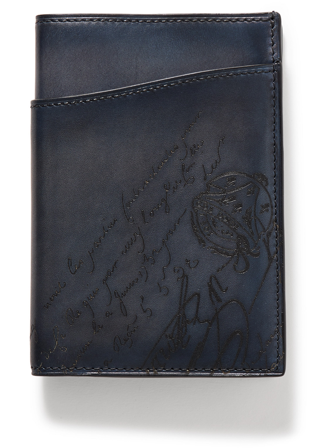 Berluti Escale Neo Scritto Venezia Leather Passport Cover In Blue
