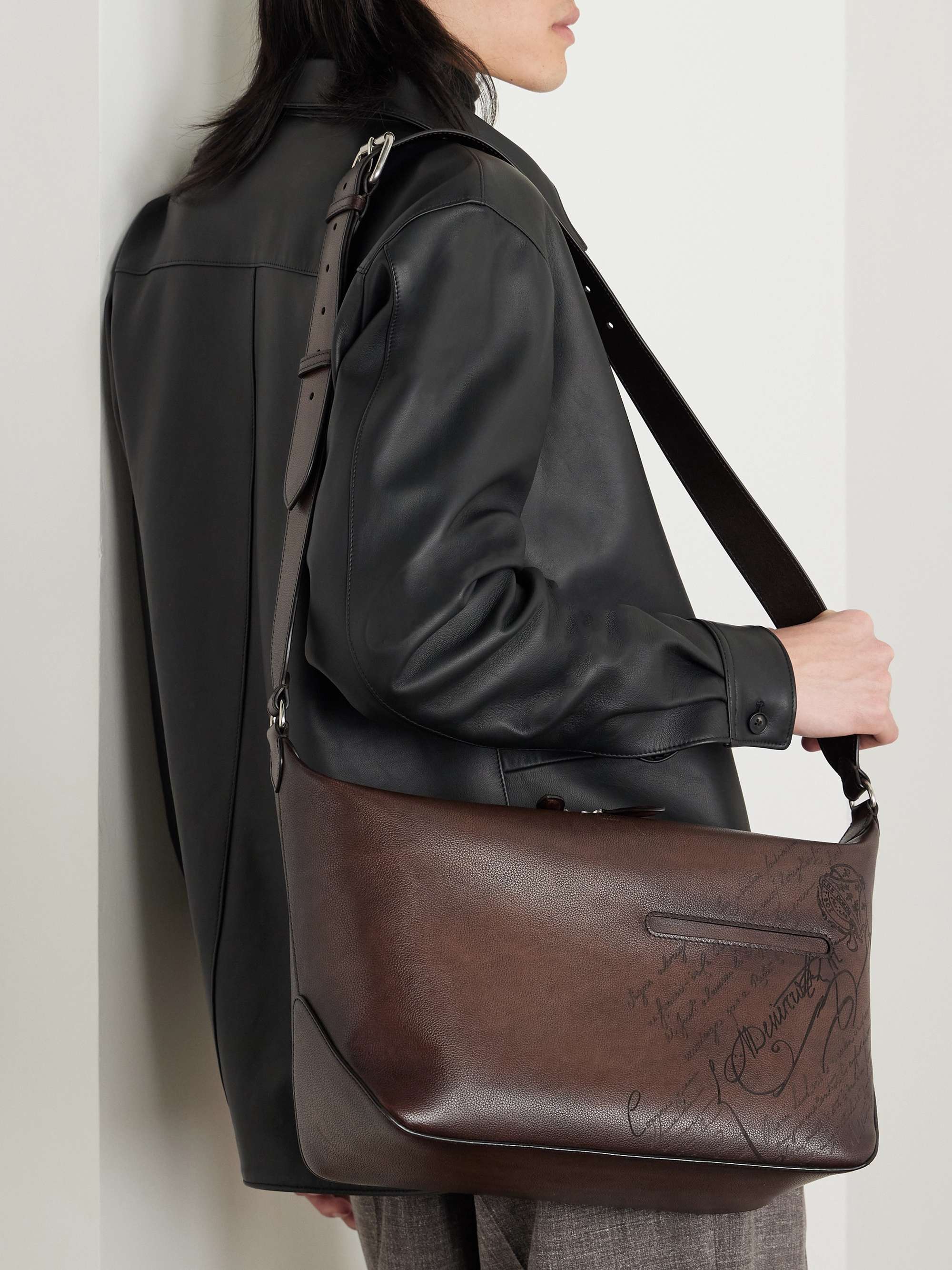 BERLUTI Journalier XL Venezia Scritto Leather Messenger Bag BERLUTI Journalier XL Venezia Scritto Leather Messenger Bag