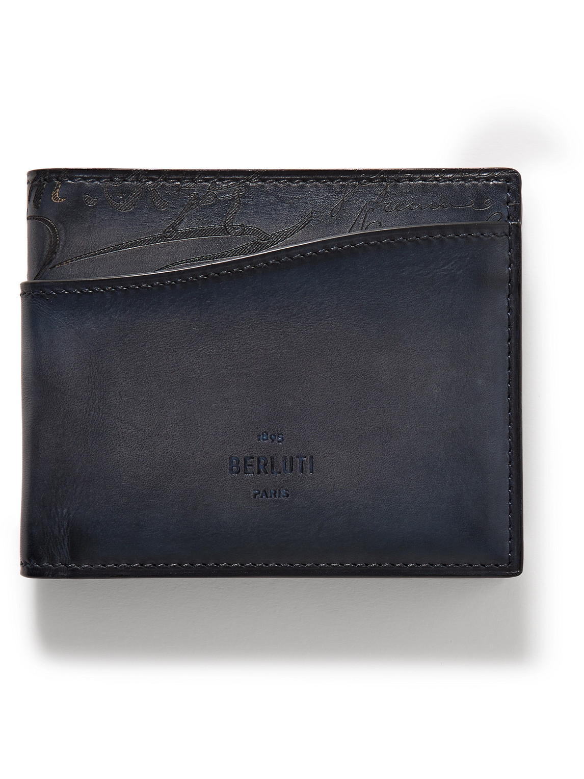 Berluti Makore Neo Scritto Venezia Leather Billfold Wallet In Blue