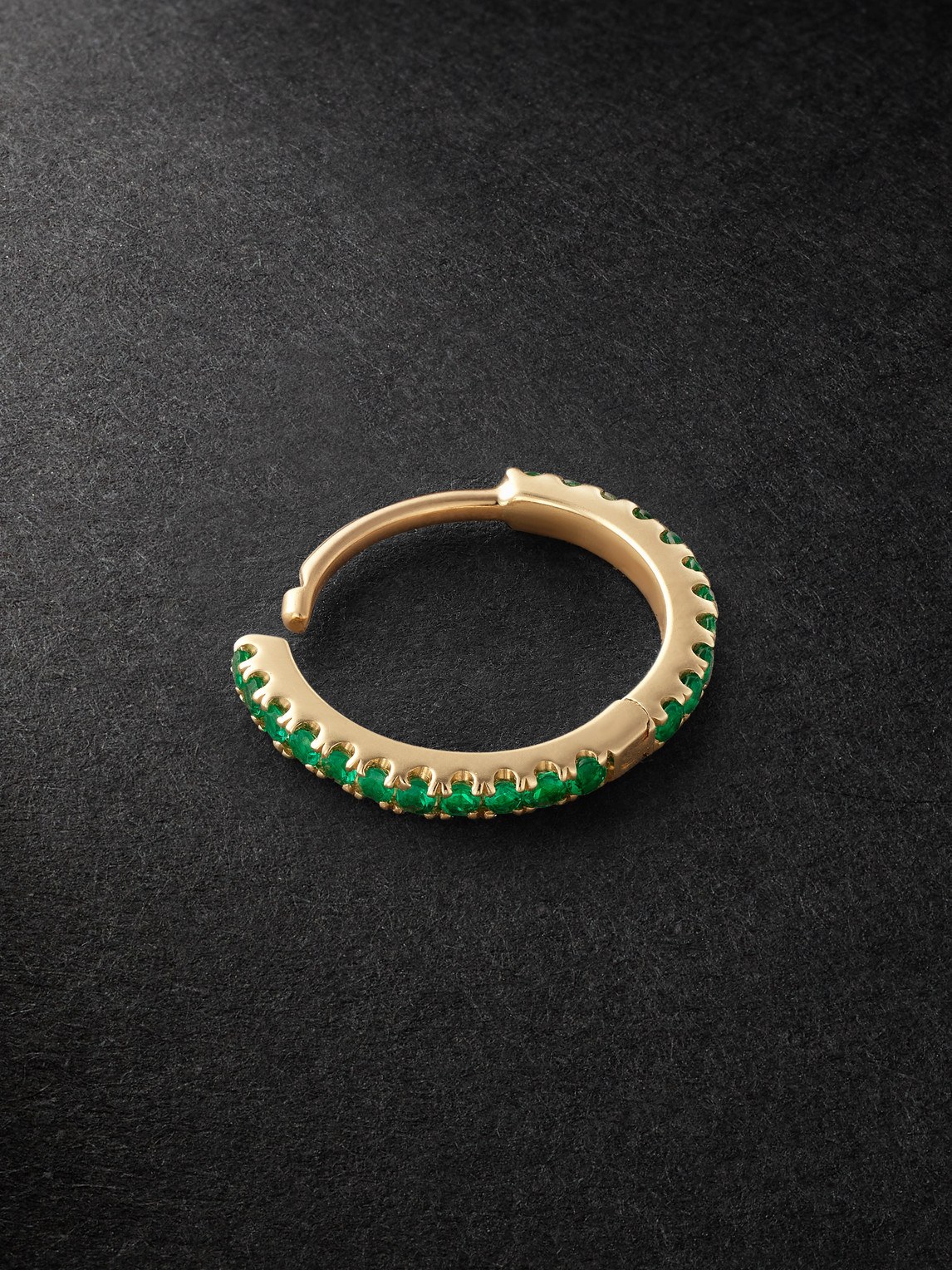 Shop Maria Tash 8mm Eternity 18-karat Gold Emerald Single Hoop Earring