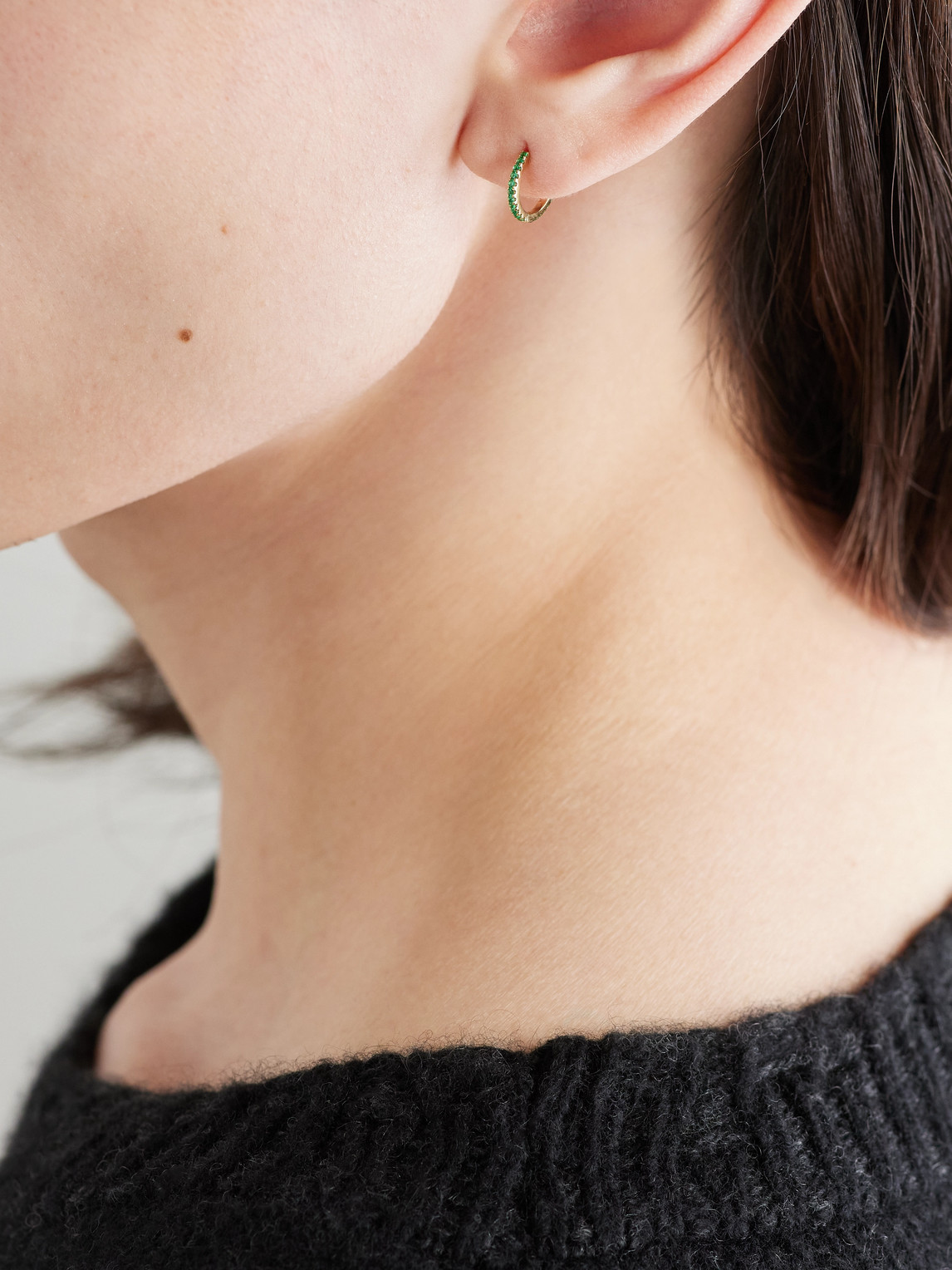 Shop Maria Tash 8mm Eternity 18-karat Gold Emerald Single Hoop Earring