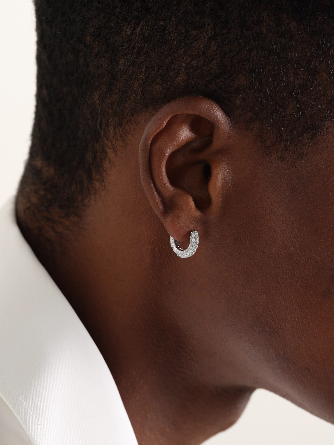 Maria Tash Invisible 8mm 18-karat White Gold Diamond Single Hoop Earring In Silver