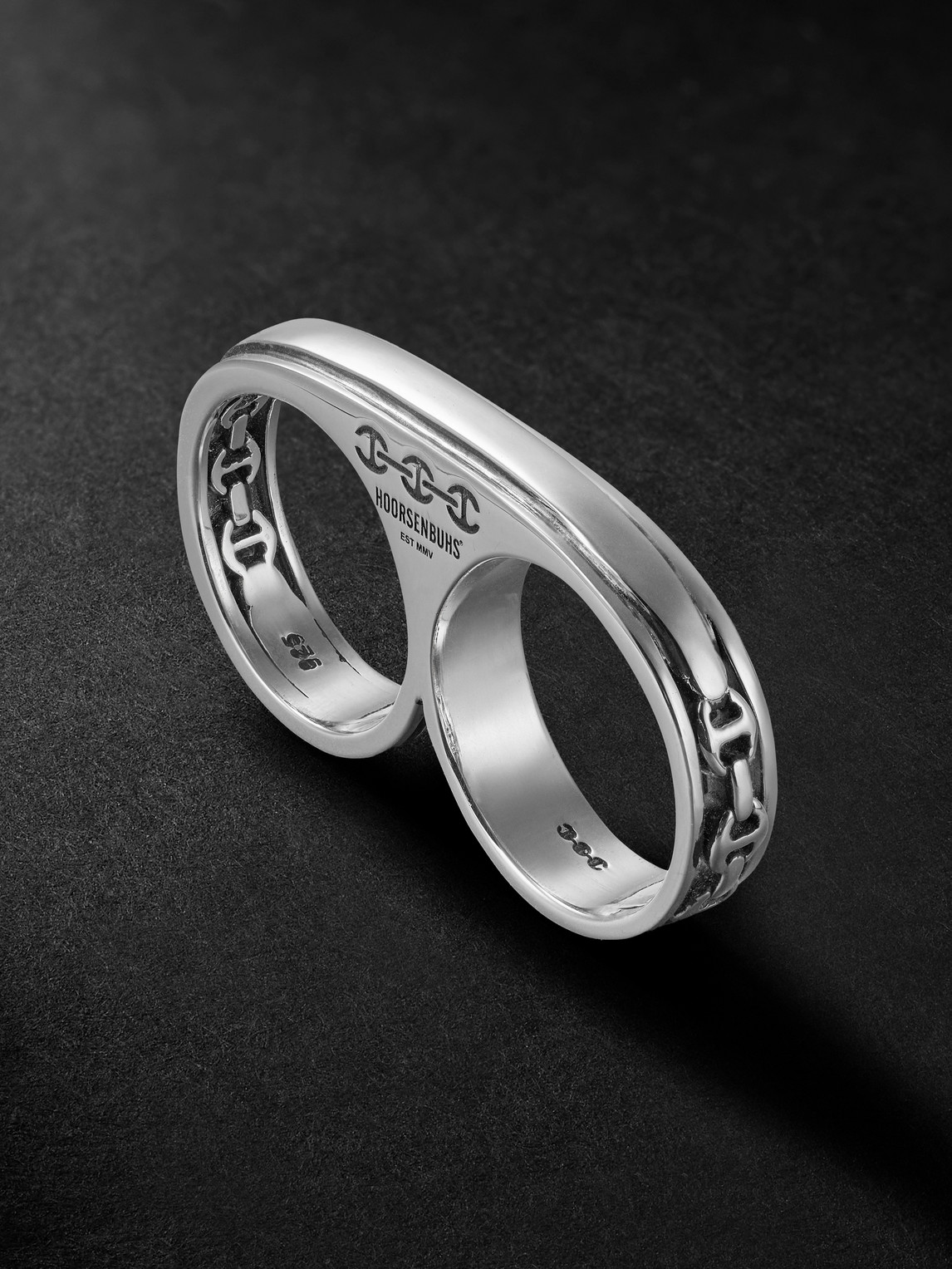 Hoorsenbuhs Bonded Double Barrel Knuckle Sterling Silver Ring