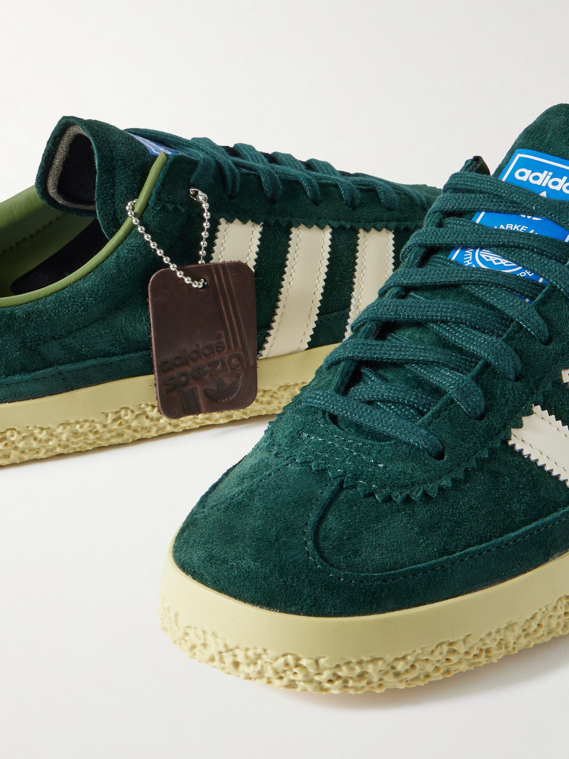 Adidas Originals Roelee Spzl Leather-trimmed Suede Sneakers In Green