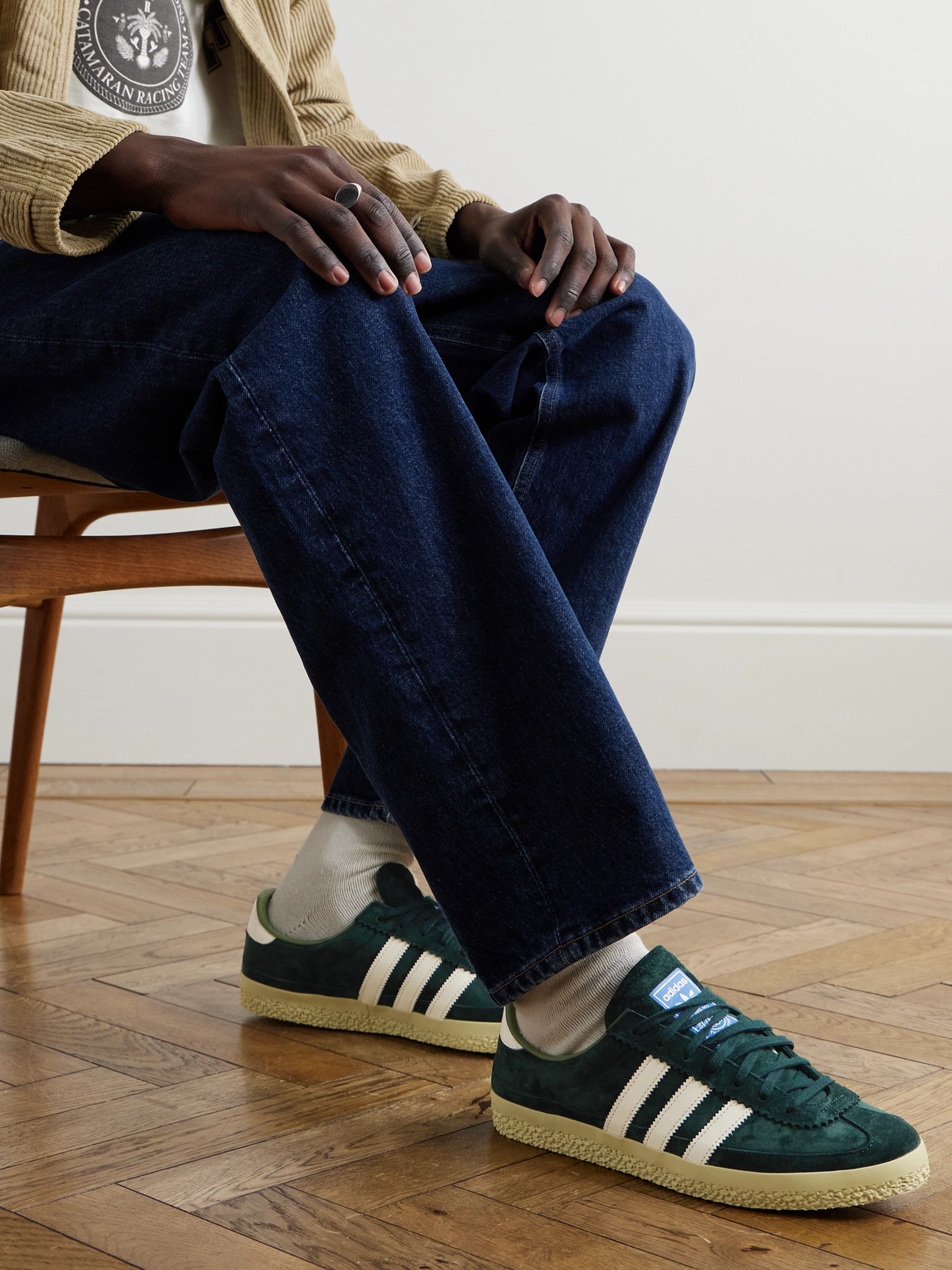 Adidas Originals Roelee Spzl Leather-trimmed Suede Sneakers In Green