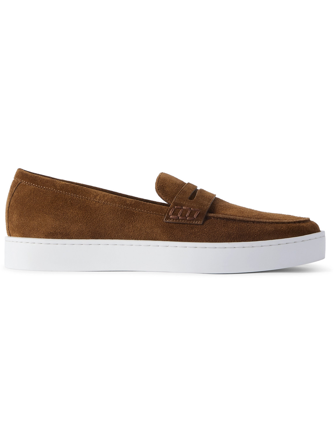Manolo Blahnik Ellis Suede Penny Loafers In Brown