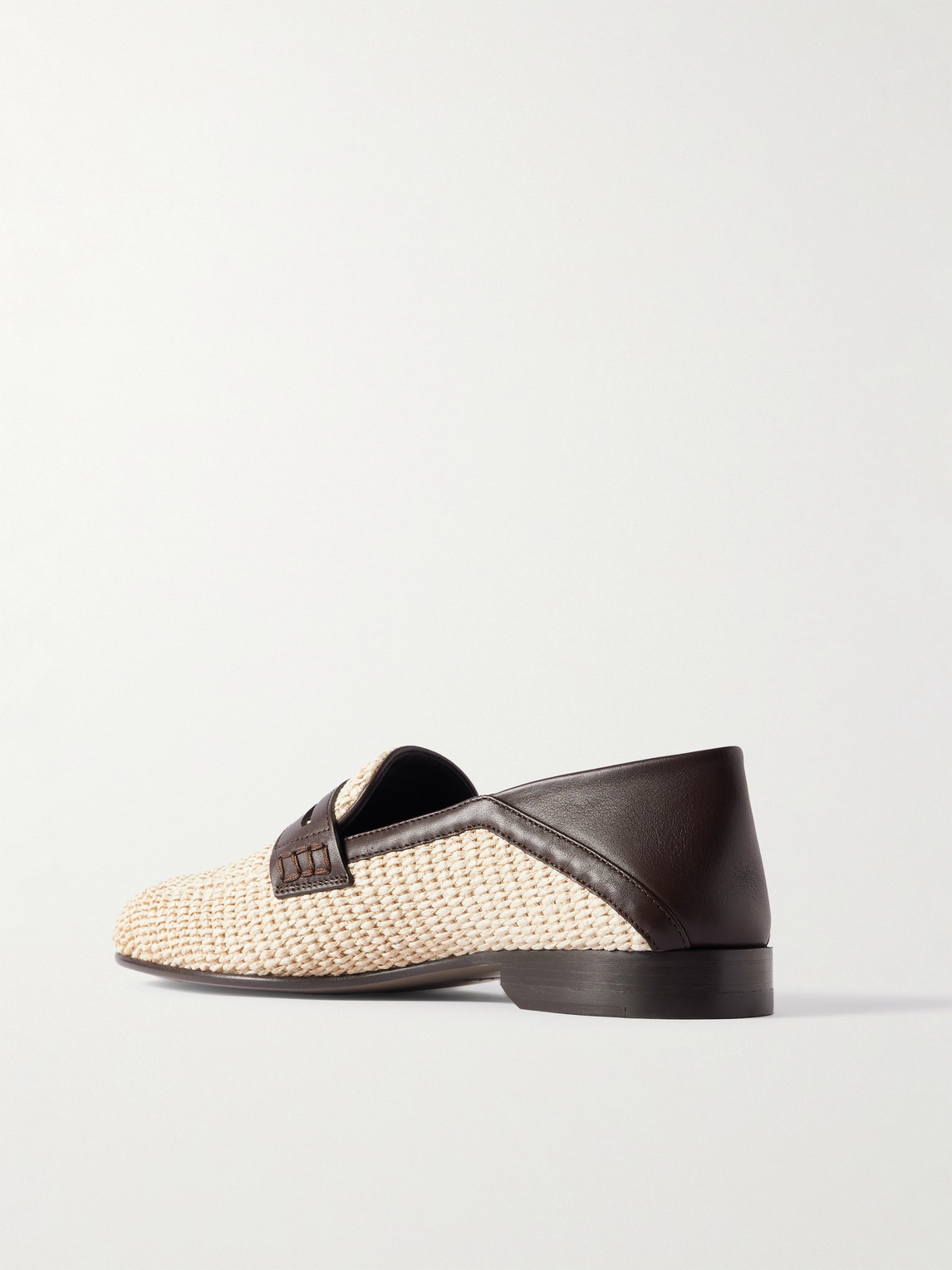 Manolo Blahnik Padstow Collapsible-heel Leather-trimmed Raffia Loafers In Neutrals