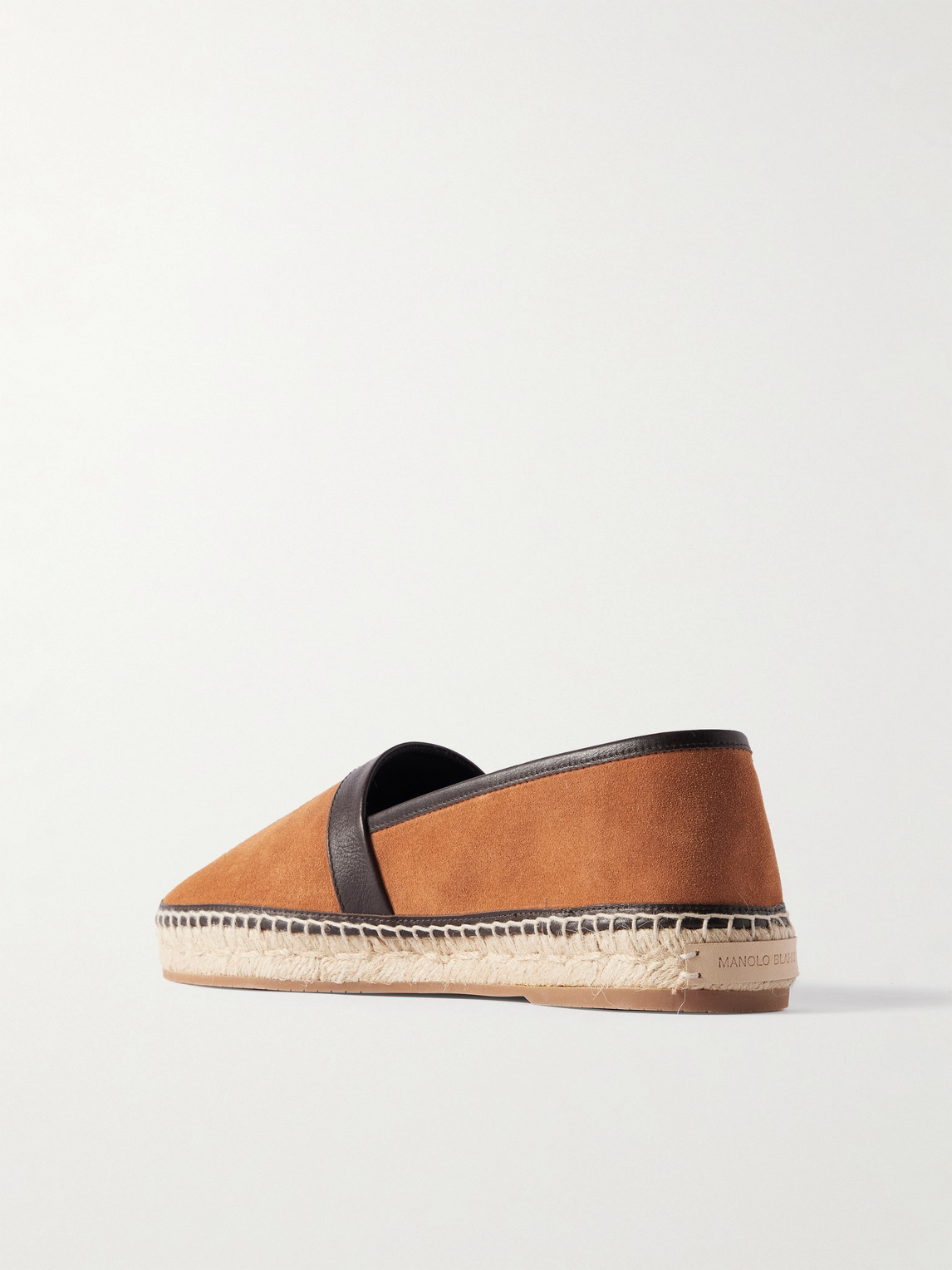 Manolo Blahnik Nerano Leather-trimmed Suede Espadrilles In Orange