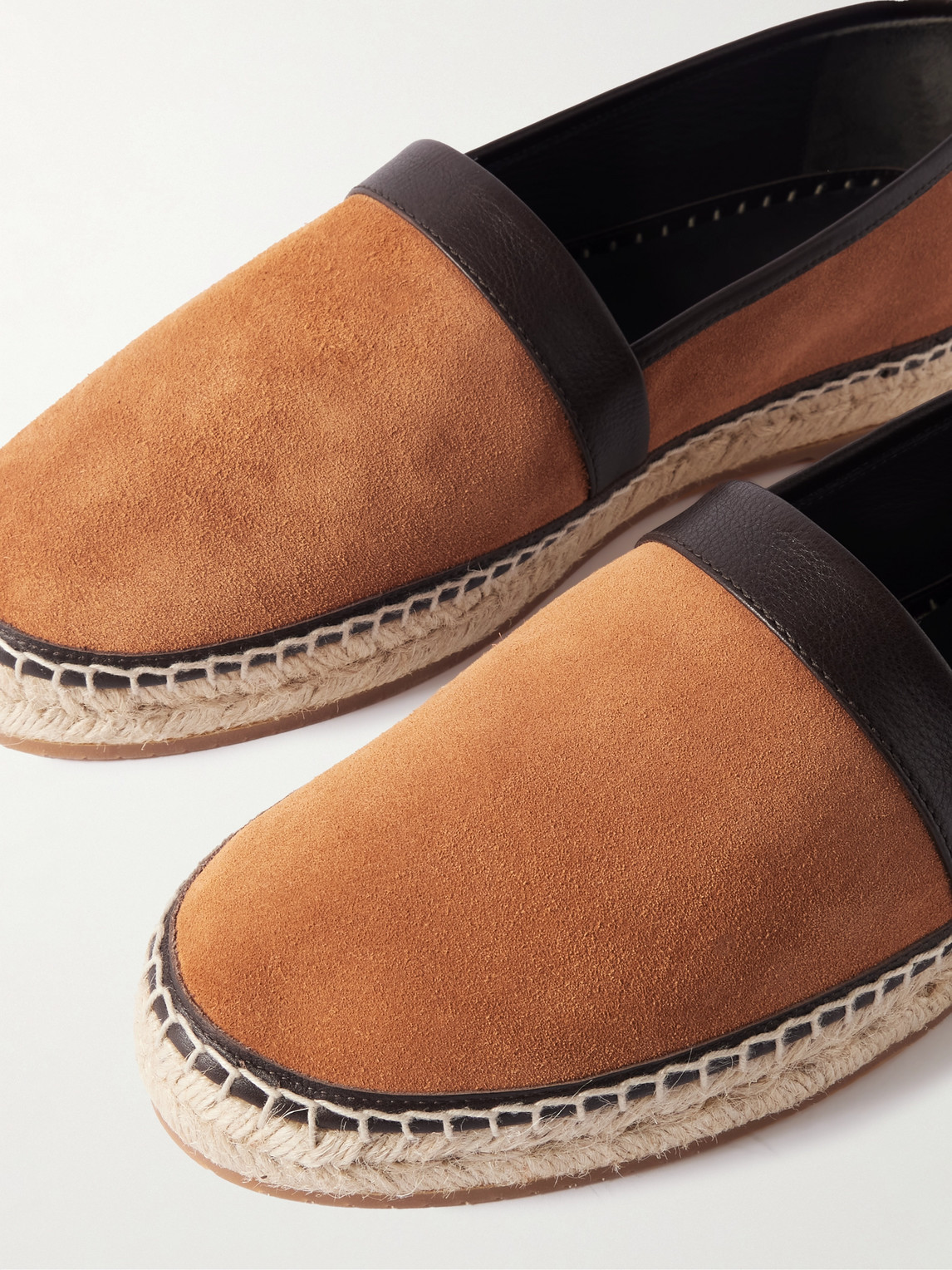 Manolo Blahnik Nerano Leather-trimmed Suede Espadrilles In Orange