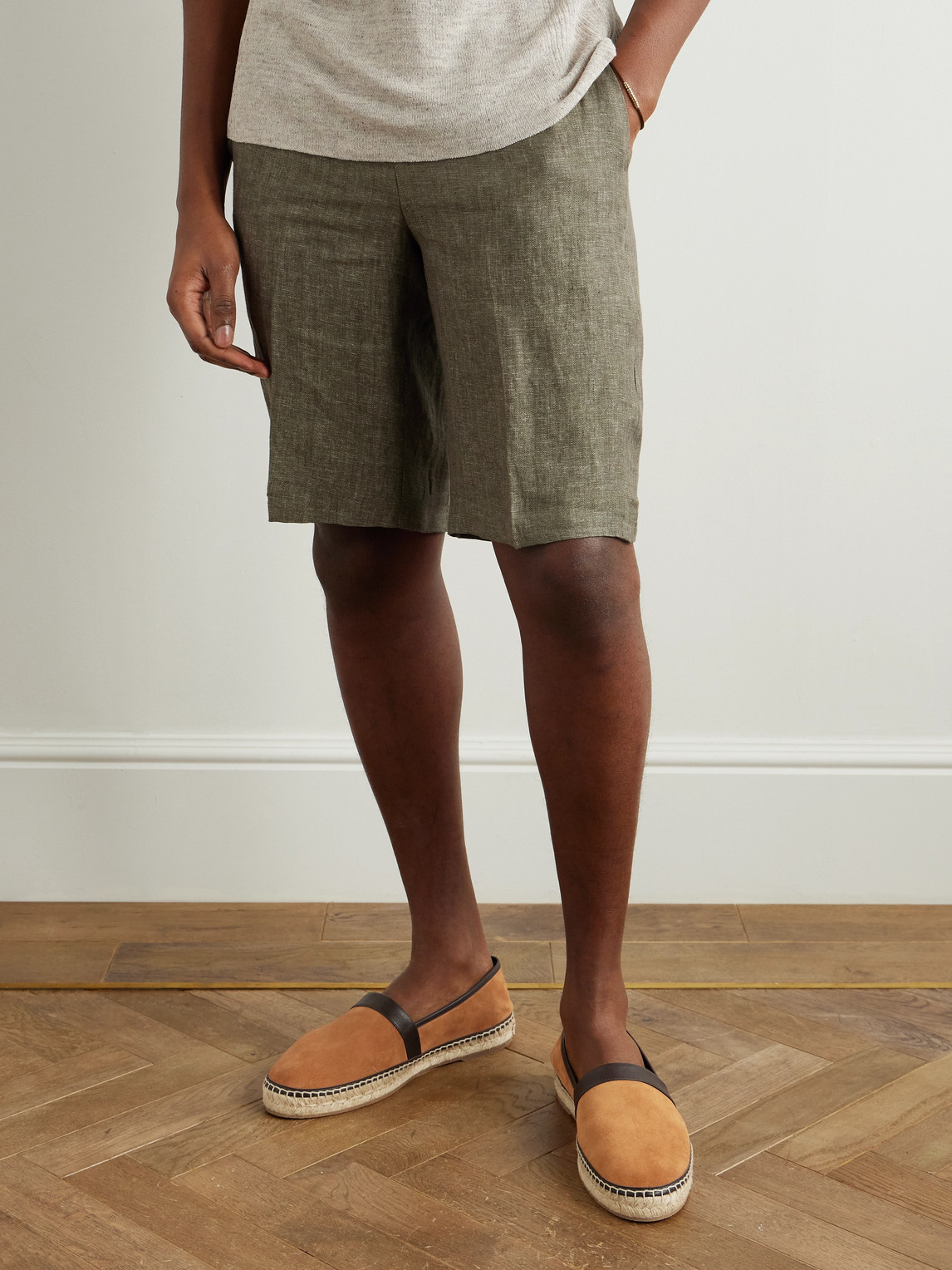 Manolo Blahnik Nerano Leather-trimmed Suede Espadrilles In Orange