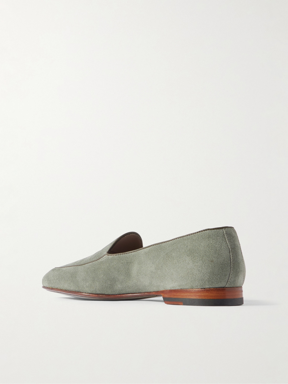 Manolo Blahnik Modena Leather-trimmed Suede Loafers In Green