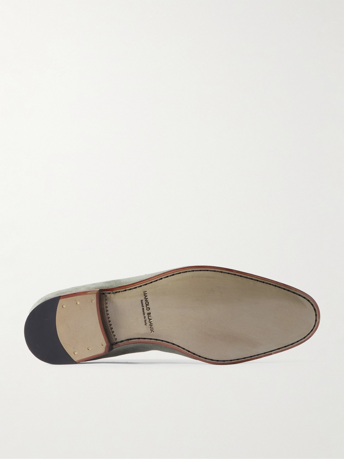 Manolo Blahnik Modena Leather-trimmed Suede Loafers In Green