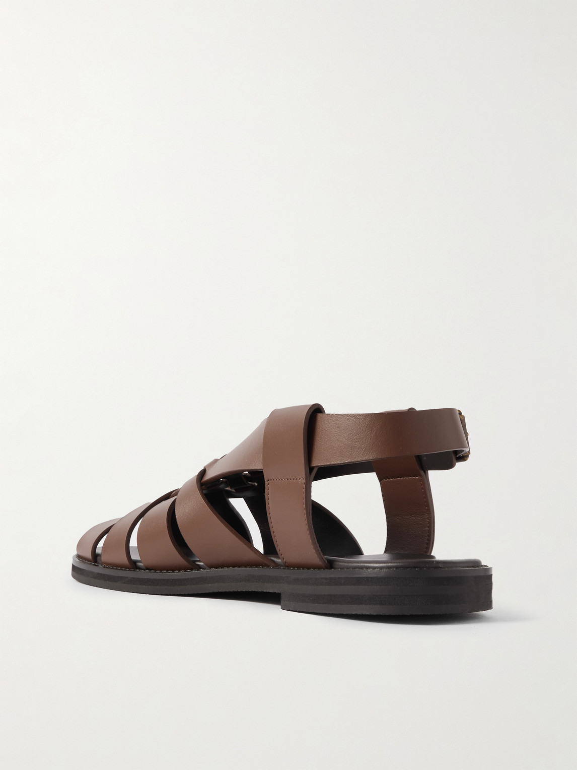 Manolo Blahnik Zale Leather Fisherman Sandals In Brown